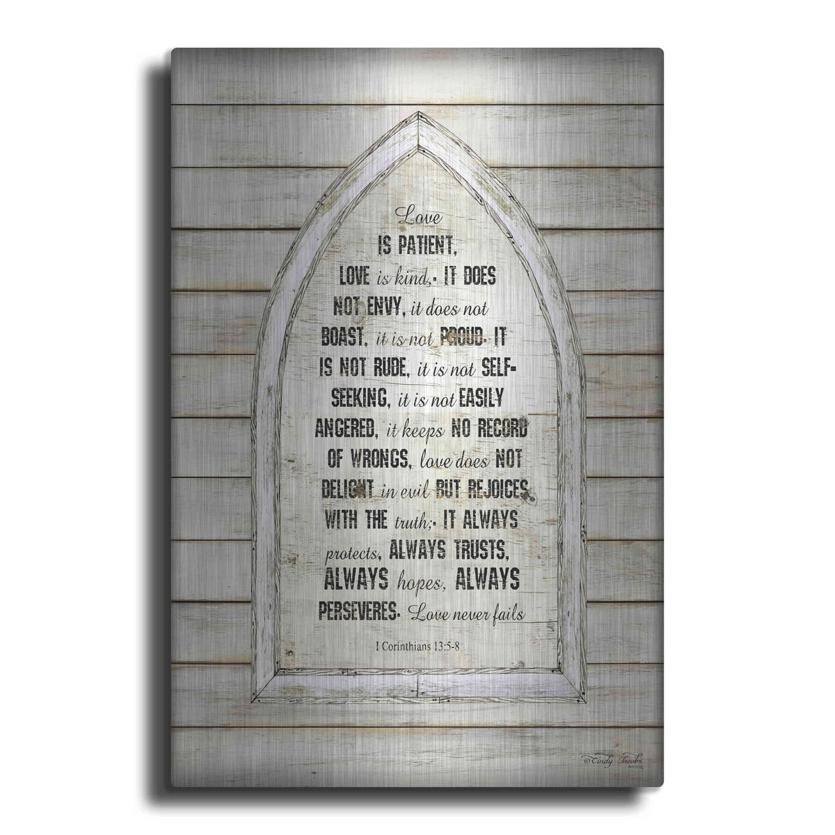 'Love is Patient Verse Arch' by Cindy Jacobs – Metal Wall Art