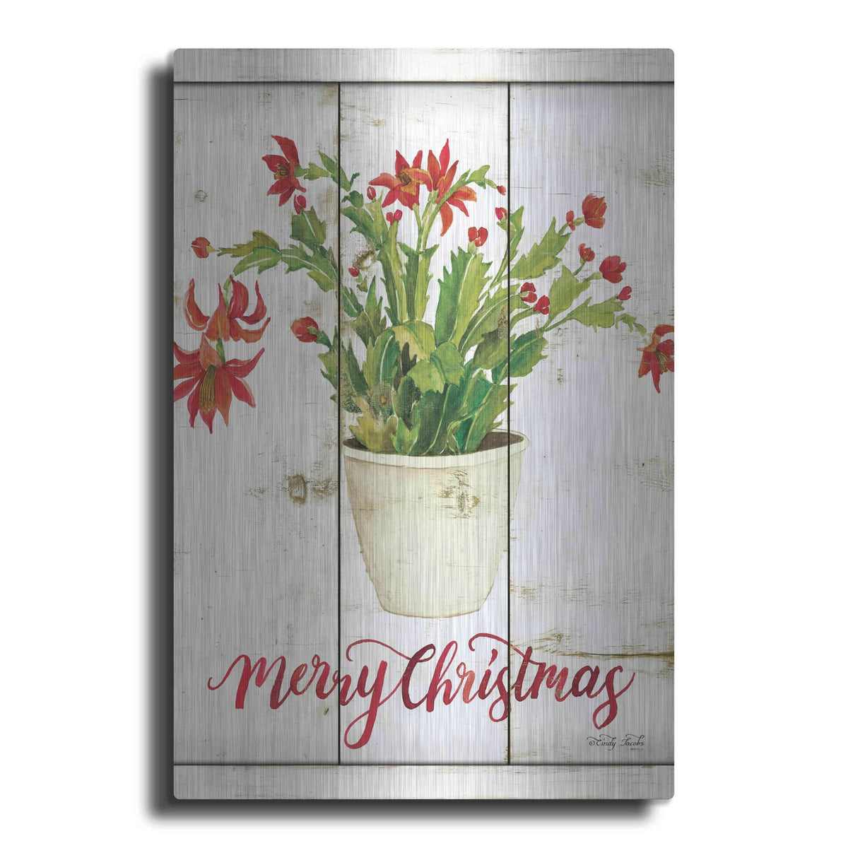 'Merry Christmas Cactus' by Cindy Jacobs – Metal Wall Art