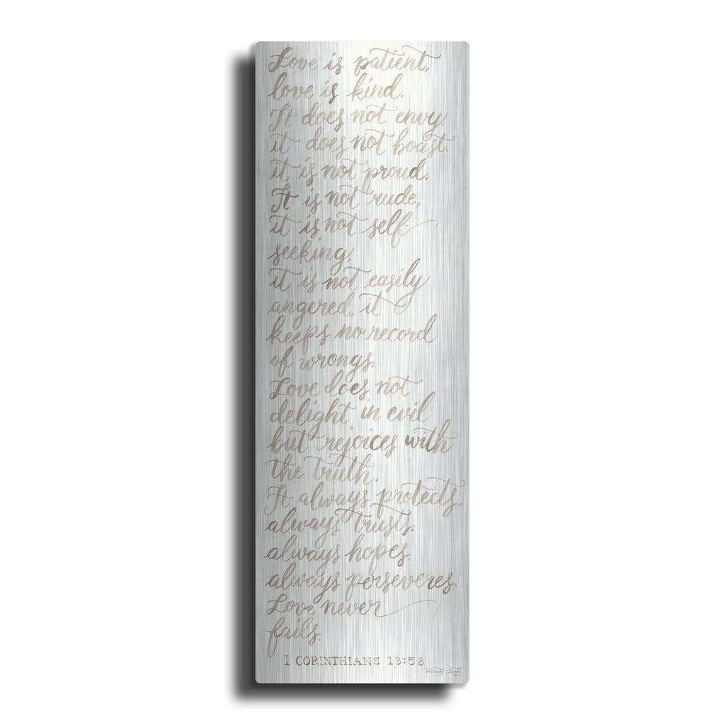 'Handwritten Love is Patient' by Cindy Jacobs – Metal Wall Art