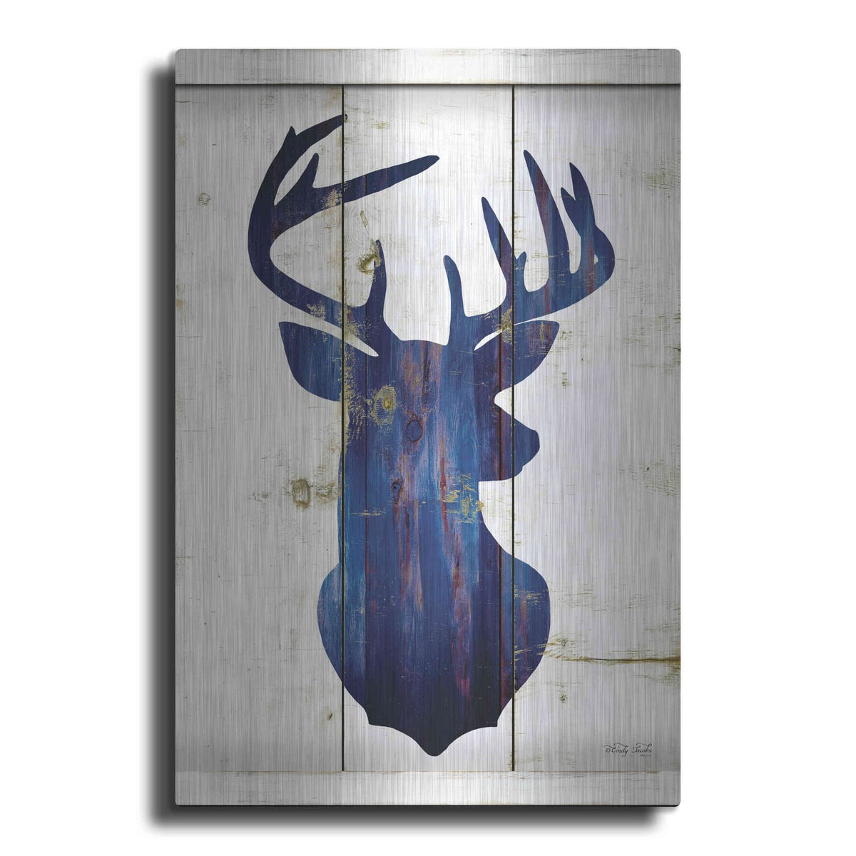 'Midnight Blue Deer III' by Cindy Jacobs – Metal Wall Art
