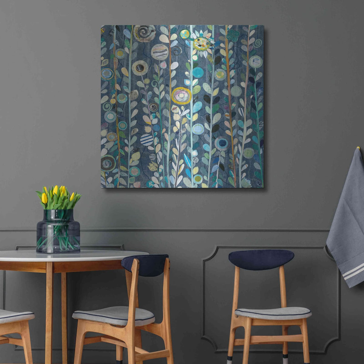 'Navy Blue Sky Crop' by Candra Boggs – Metal Wall Art, 36x36 room view