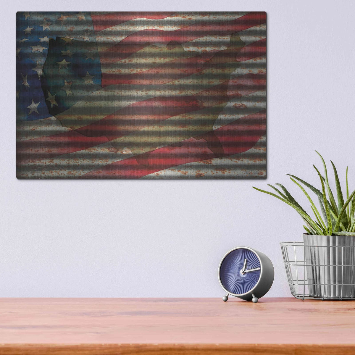 'American Flag on Metal' by Cindy Jacobs – Metal Wall Art, 16x12 room view