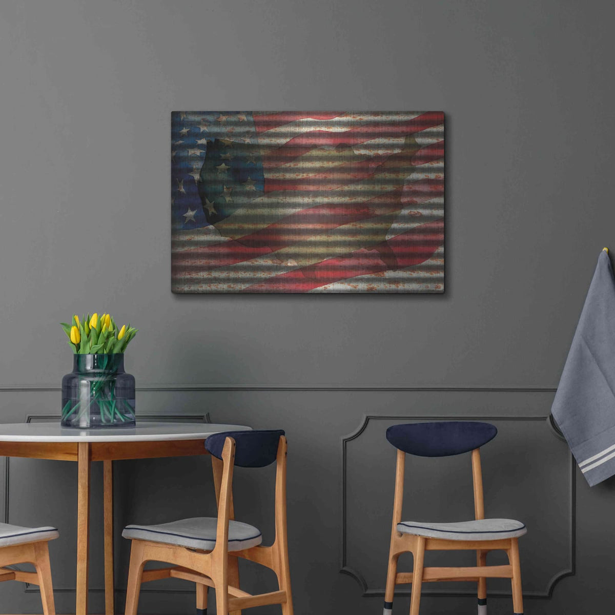 'American Flag on Metal' by Cindy Jacobs – Metal Wall Art, 36x24 room view