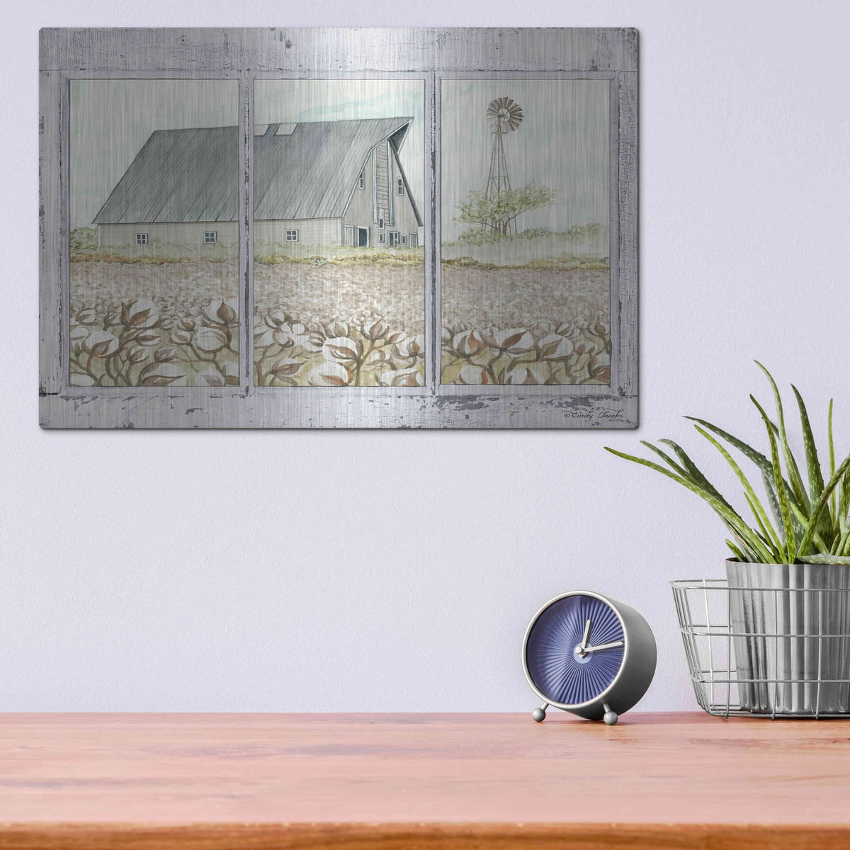 'Farmland View' by Cindy Jacobs – Metal Wall Art, 16x12 room view