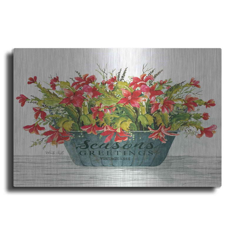 'Seasons Greetings Pot' by Cindy Jacobs – Metal Wall Art