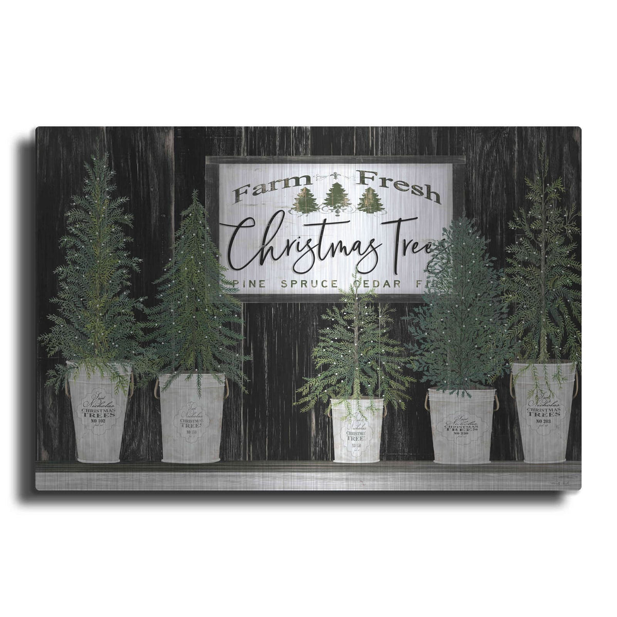 'Farm Fresh Trees of Christmas' by Cindy Jacobs – Metal Wall Art