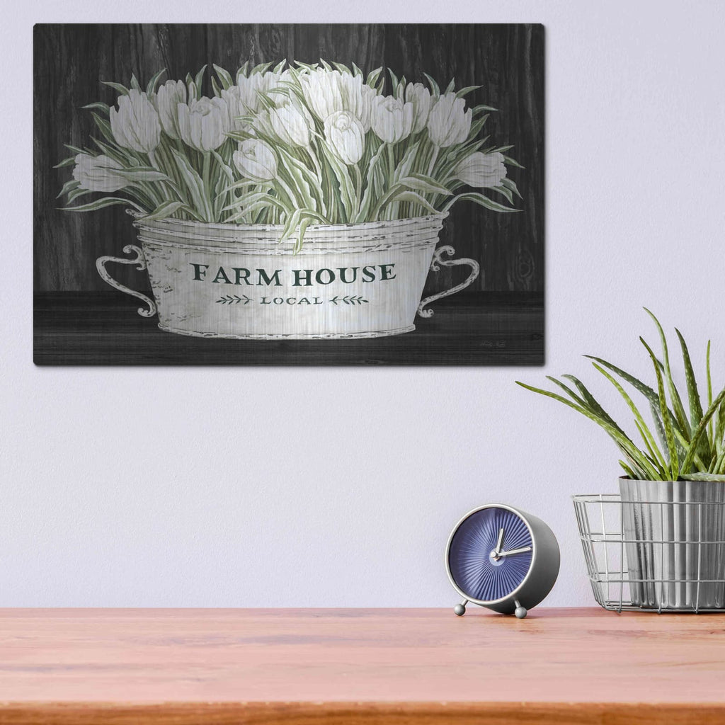 'Farmhouse Tulips' by Cindy Jacobs – Metal Wall Art, 16x12 room view