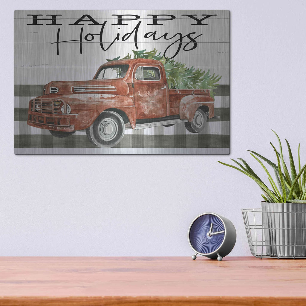 'Happy Holidays Truck' by Cindy Jacobs – Metal Wall Art, 16x12 room view