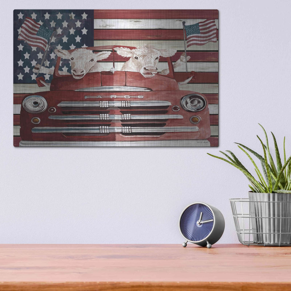 'Patriotic Cows' by Cindy Jacobs – Metal Wall Art, 16x12 room view