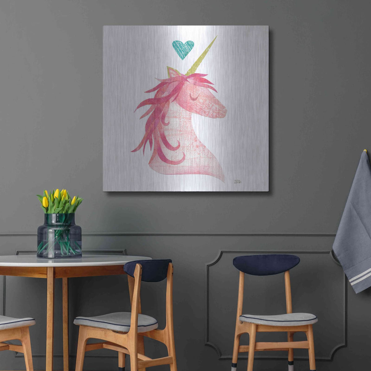 'Unicorn Magic I Heart Sq' by Melissa Averinos – Metal Wall Art, 36x36 room view