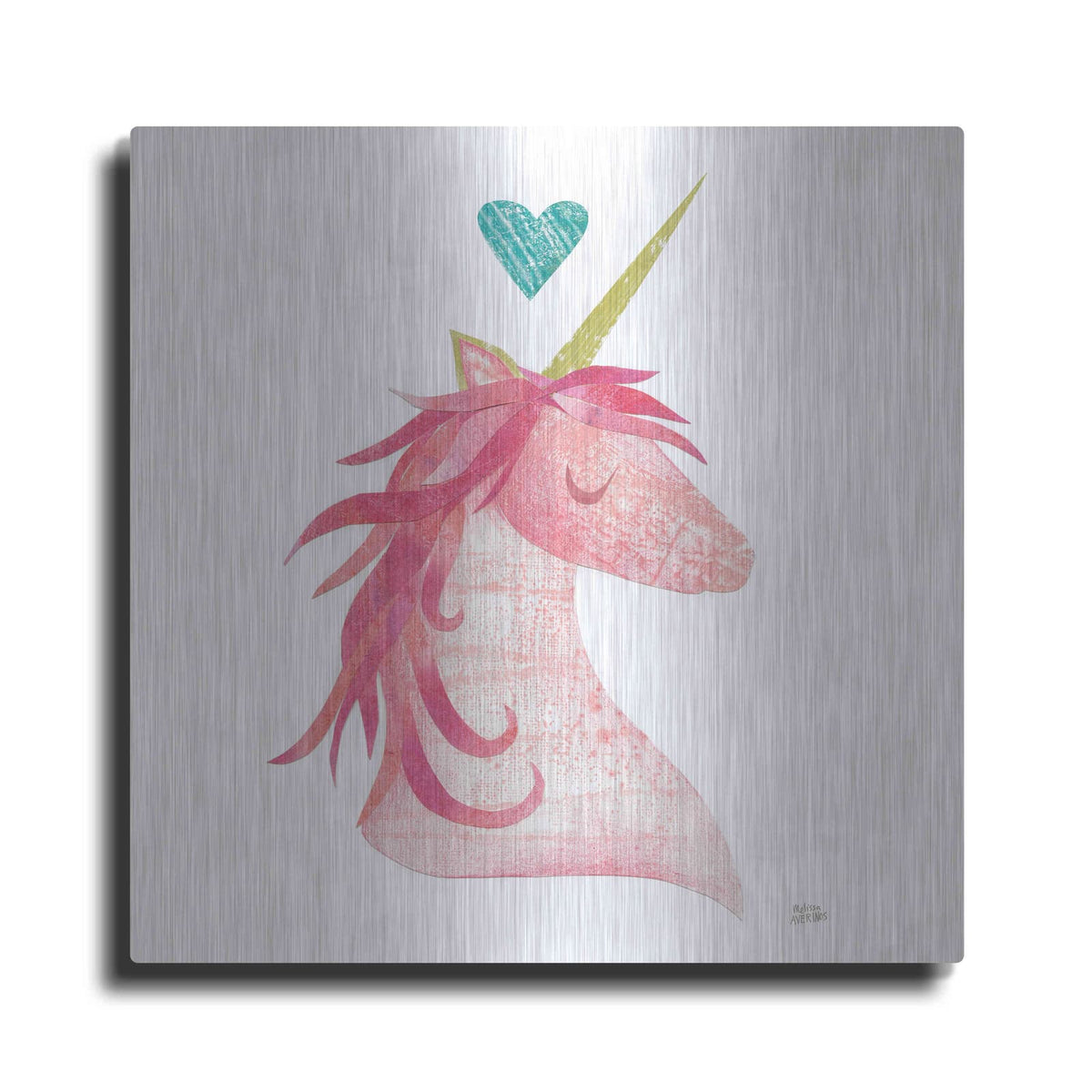 'Unicorn Magic I Heart Sq' by Melissa Averinos – Metal Wall Art