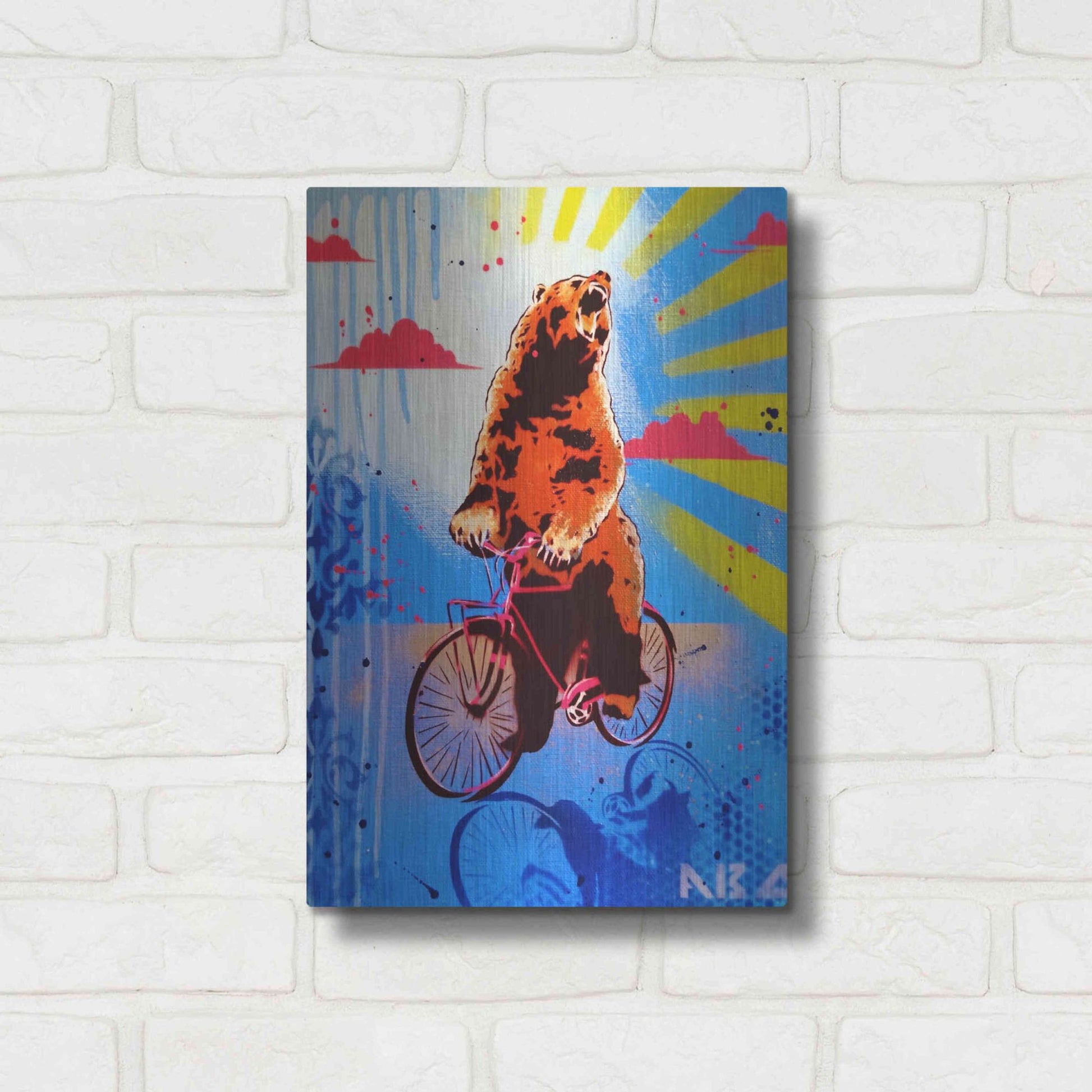 Luxe Metal Art 'Bear Back Rider' by AbcArtAttack, Metal Wall Art,12x16