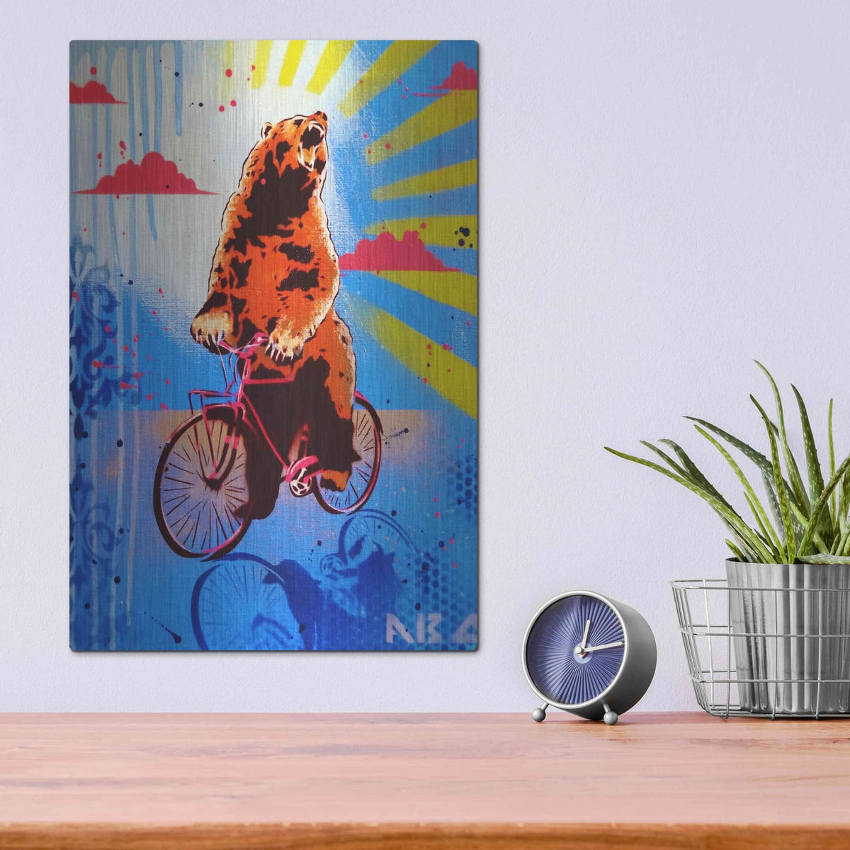 'Bear Back Rider' by AbcArtAttack – Metal Wall Art, 12x16 room view