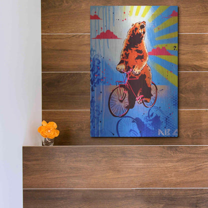 Luxe Metal Art 'Bear Back Rider' by AbcArtAttack, Metal Wall Art,12x16