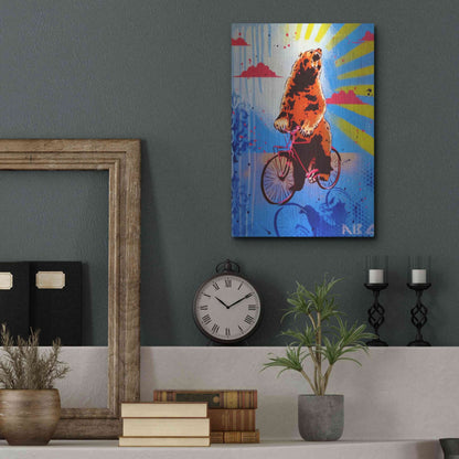 Luxe Metal Art 'Bear Back Rider' by AbcArtAttack, Metal Wall Art,12x16