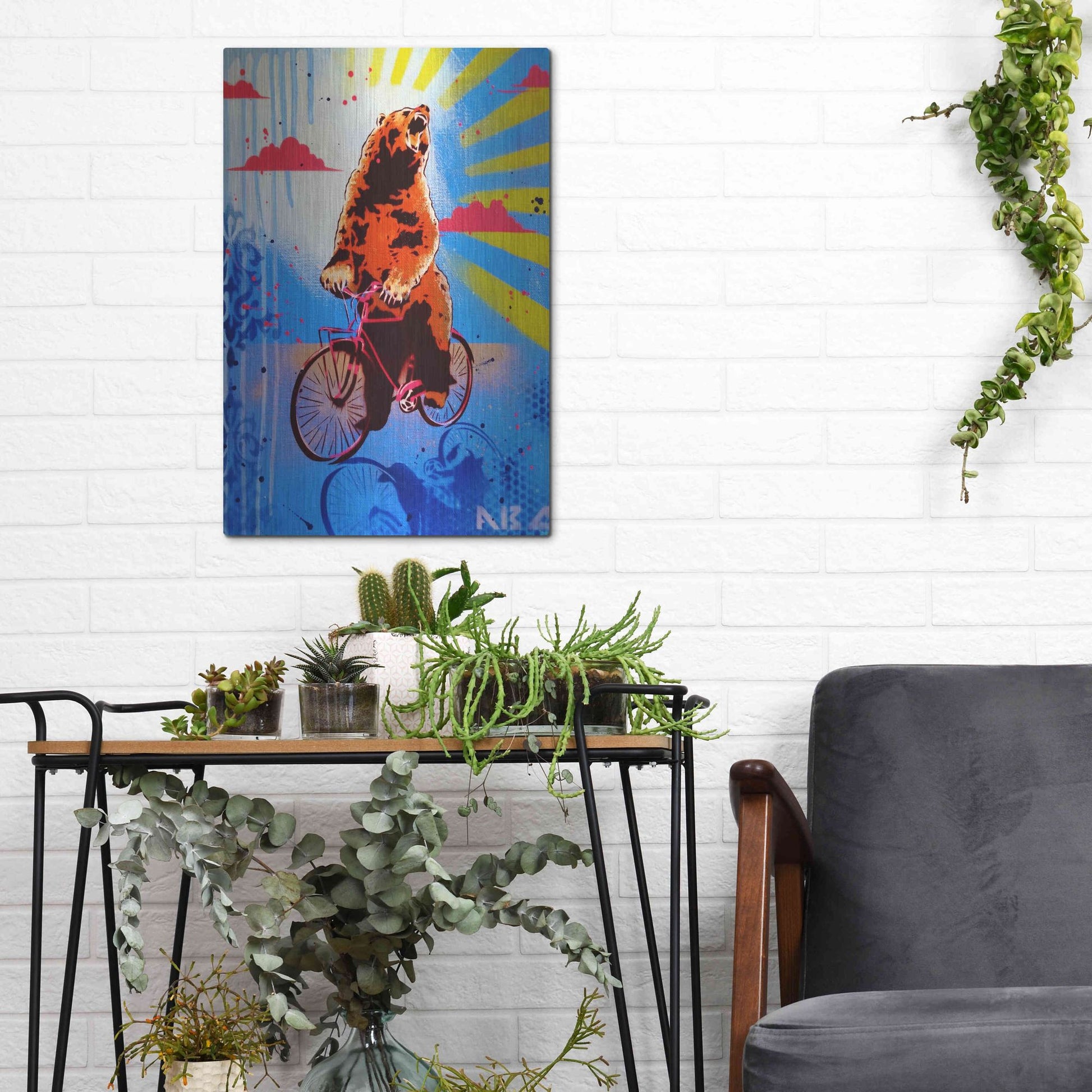 Luxe Metal Art 'Bear Back Rider' by AbcArtAttack, Metal Wall Art,12x16