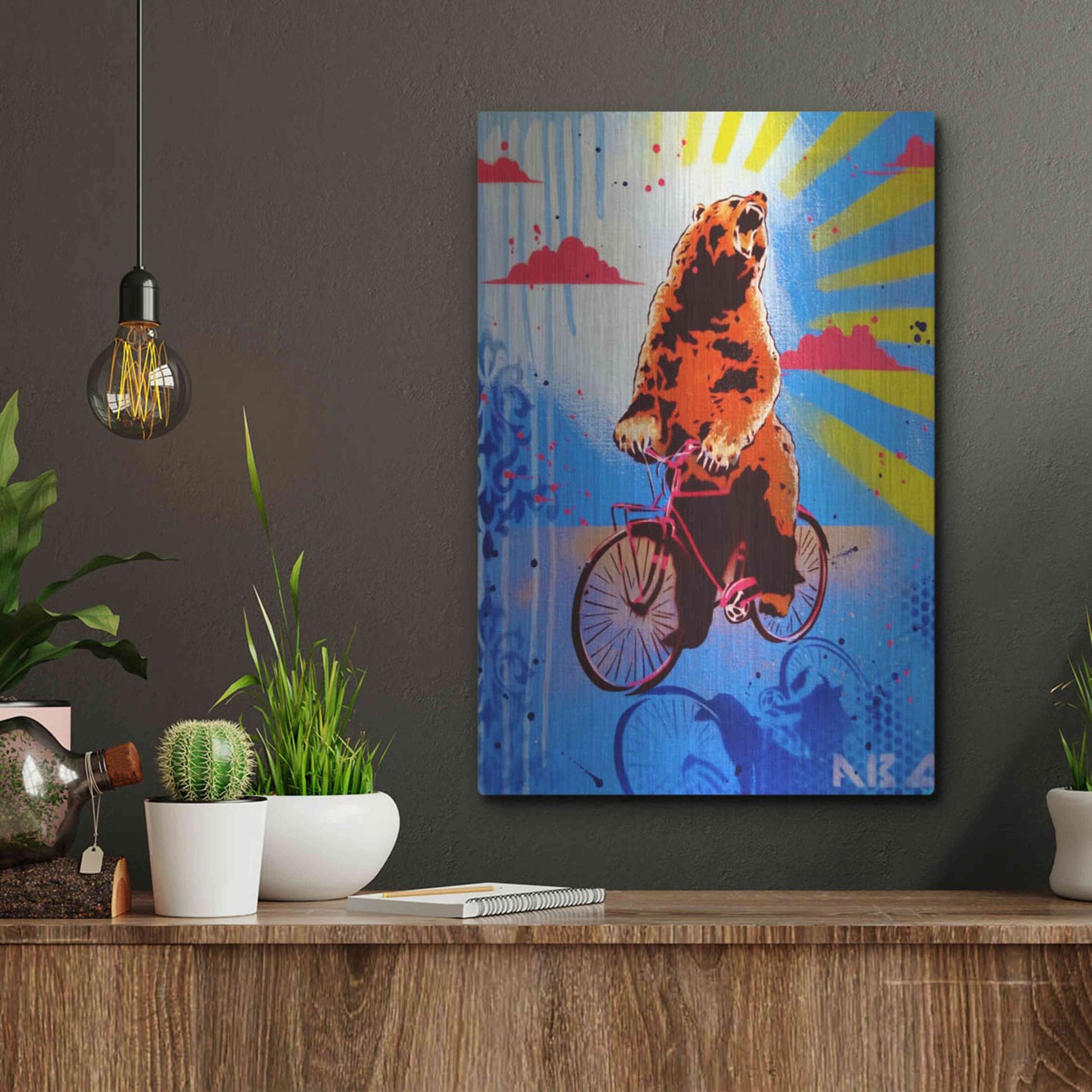 Luxe Metal Art 'Bear Back Rider' by AbcArtAttack, Metal Wall Art,12x16