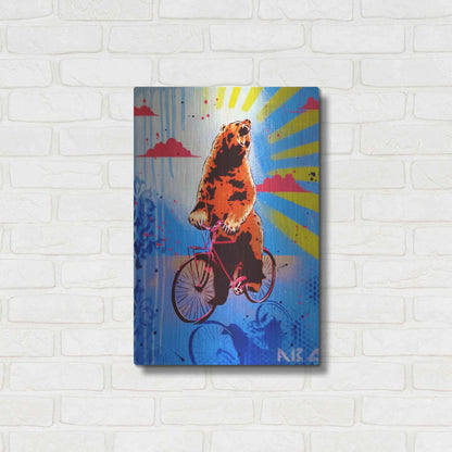 Luxe Metal Art 'Bear Back Rider' by AbcArtAttack, Metal Wall Art,16x24