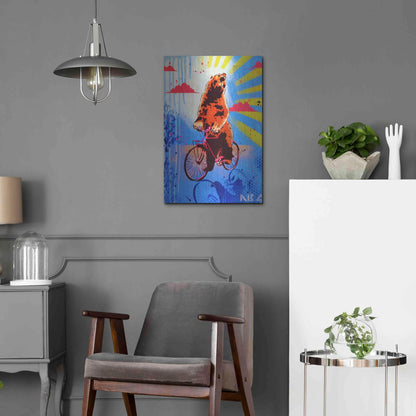 Luxe Metal Art 'Bear Back Rider' by AbcArtAttack, Metal Wall Art,16x24