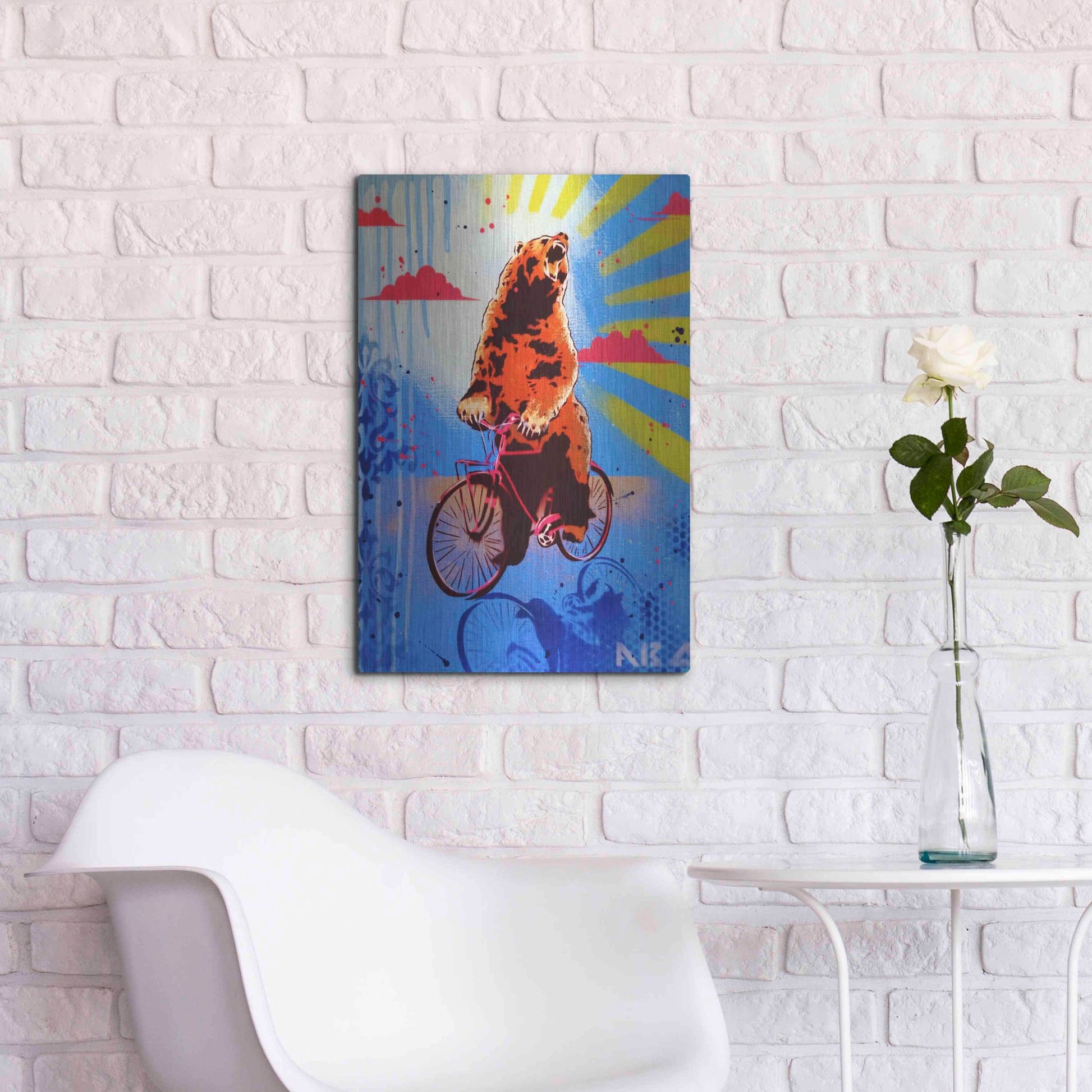 Luxe Metal Art 'Bear Back Rider' by AbcArtAttack, Metal Wall Art,16x24