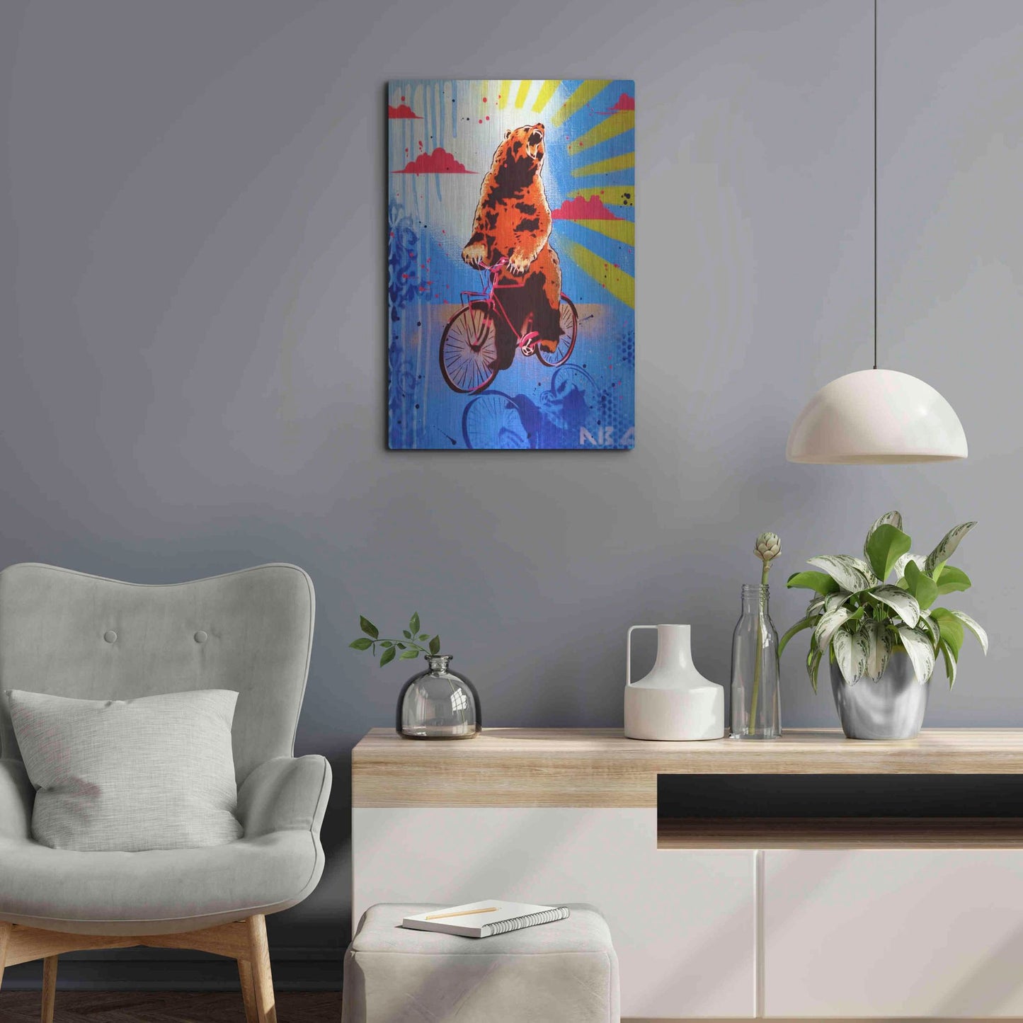 Luxe Metal Art 'Bear Back Rider' by AbcArtAttack, Metal Wall Art,16x24