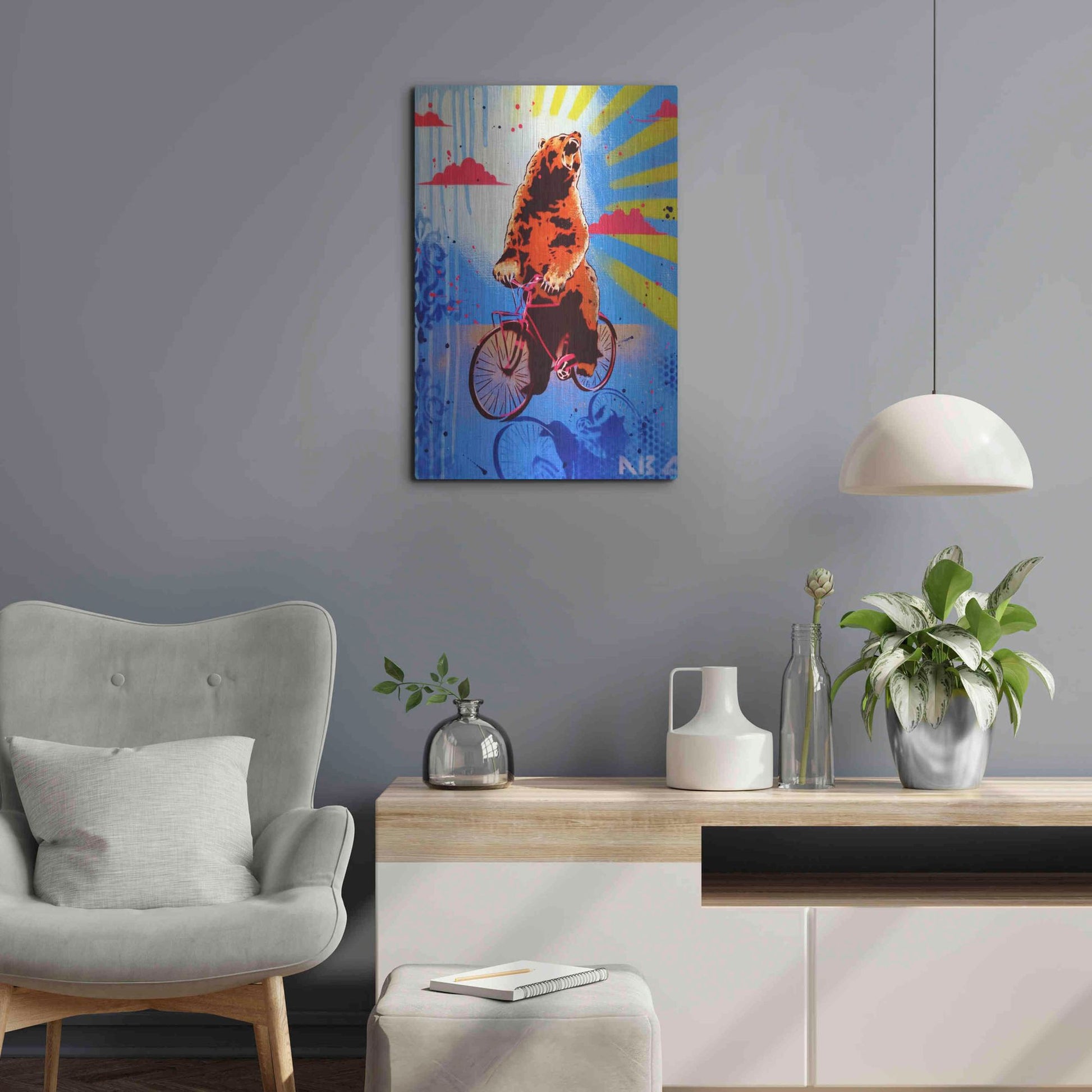 Luxe Metal Art 'Bear Back Rider' by AbcArtAttack, Metal Wall Art,16x24