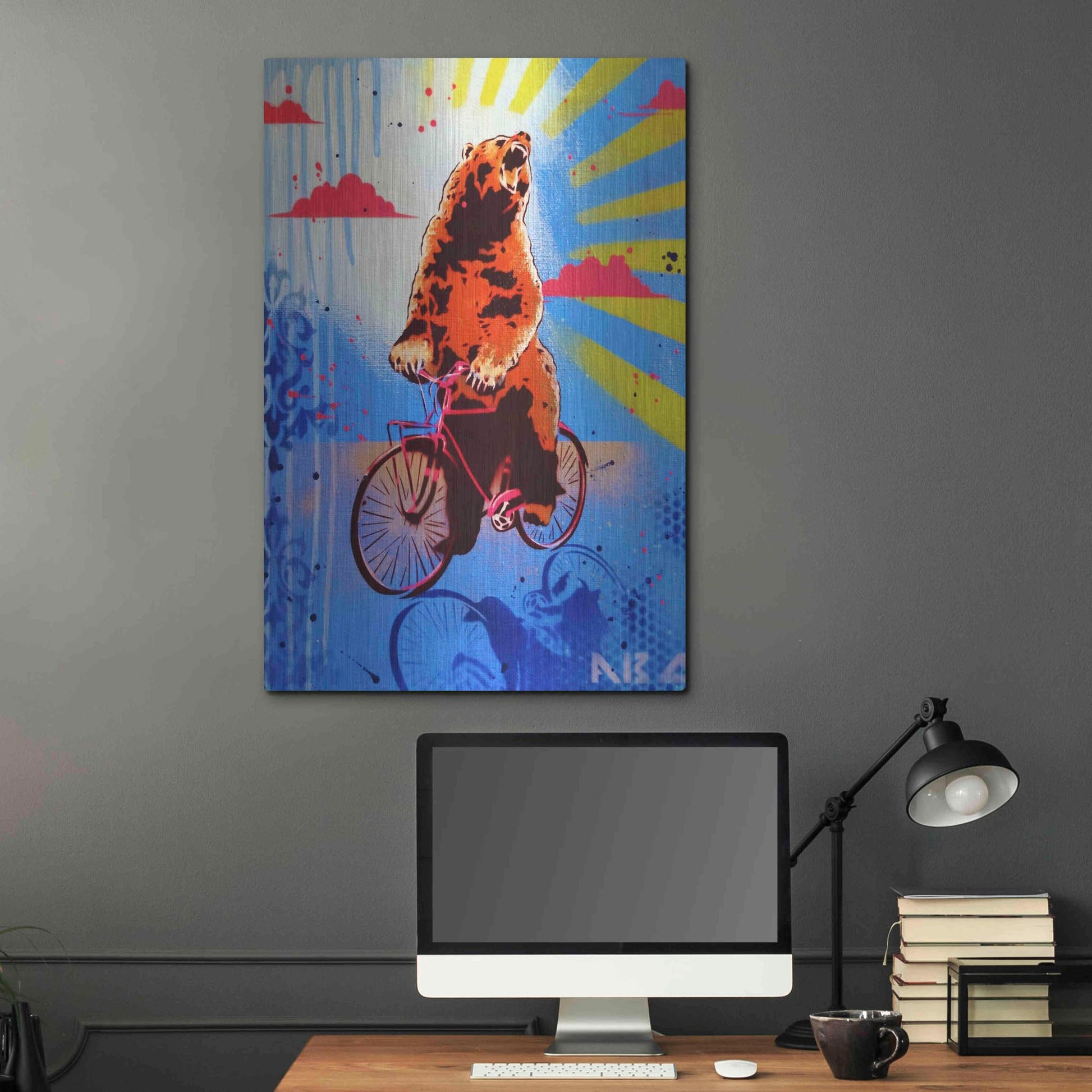 Luxe Metal Art 'Bear Back Rider' by AbcArtAttack, Metal Wall Art,24x36