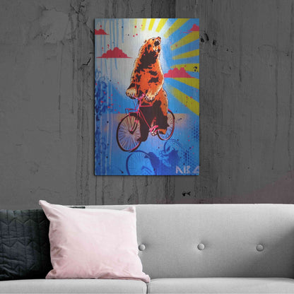 Luxe Metal Art 'Bear Back Rider' by AbcArtAttack, Metal Wall Art,24x36