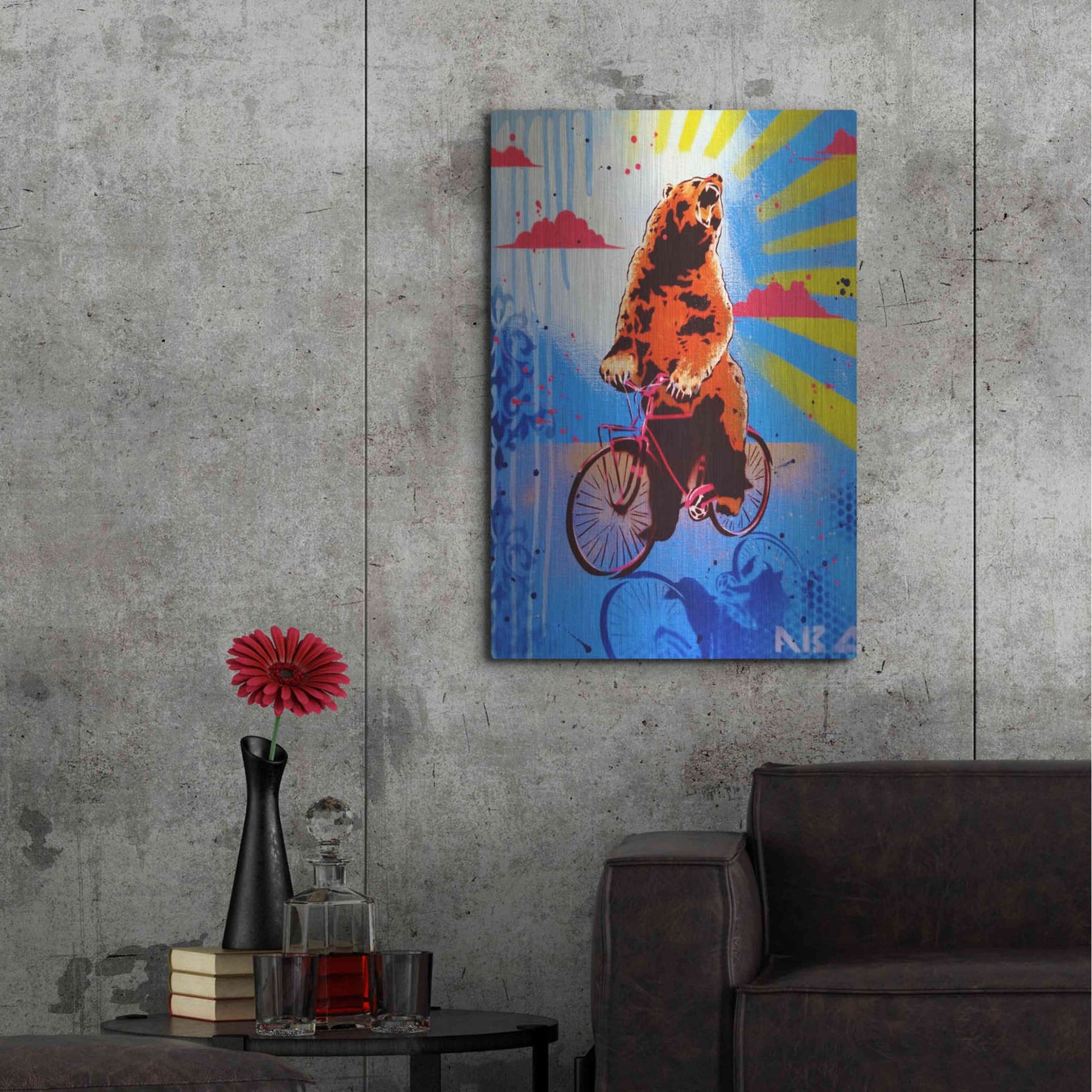 Luxe Metal Art 'Bear Back Rider' by AbcArtAttack, Metal Wall Art,24x36
