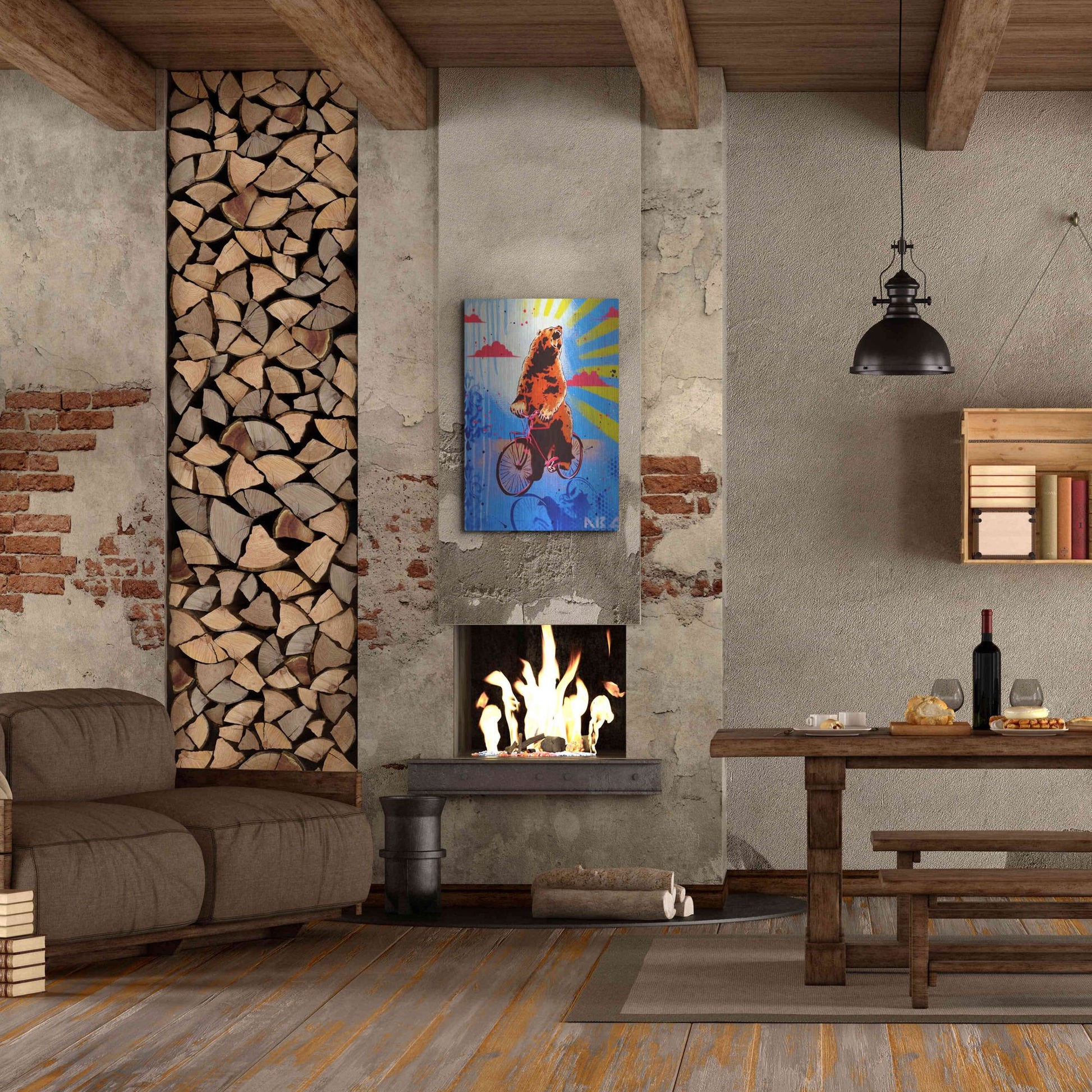 Luxe Metal Art 'Bear Back Rider' by AbcArtAttack, Metal Wall Art,24x36