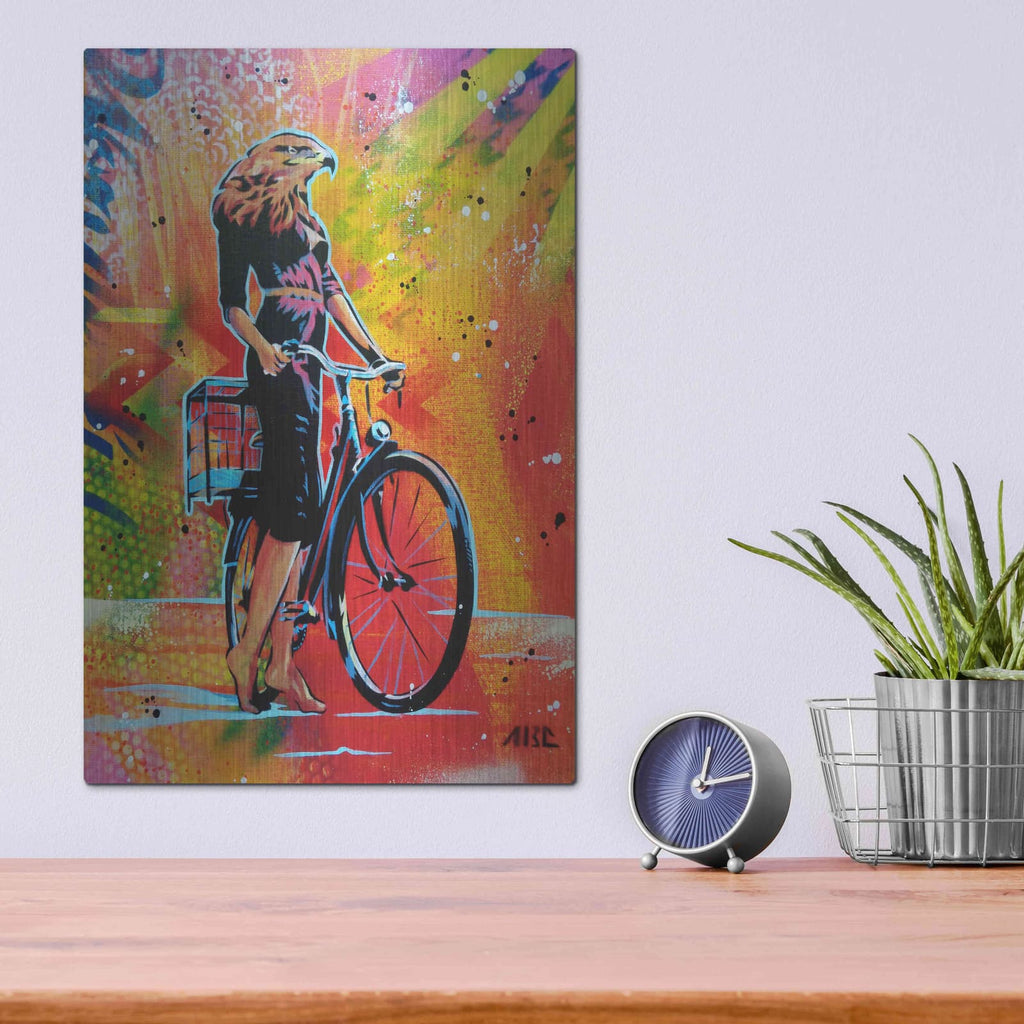 'Cycle Soaring' by AbcArtAttack – Metal Wall Art, 12x16 room view