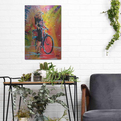 Luxe Metal Art 'Cycle Soaring' by AbcArtAttack, Metal Wall Art,12x16