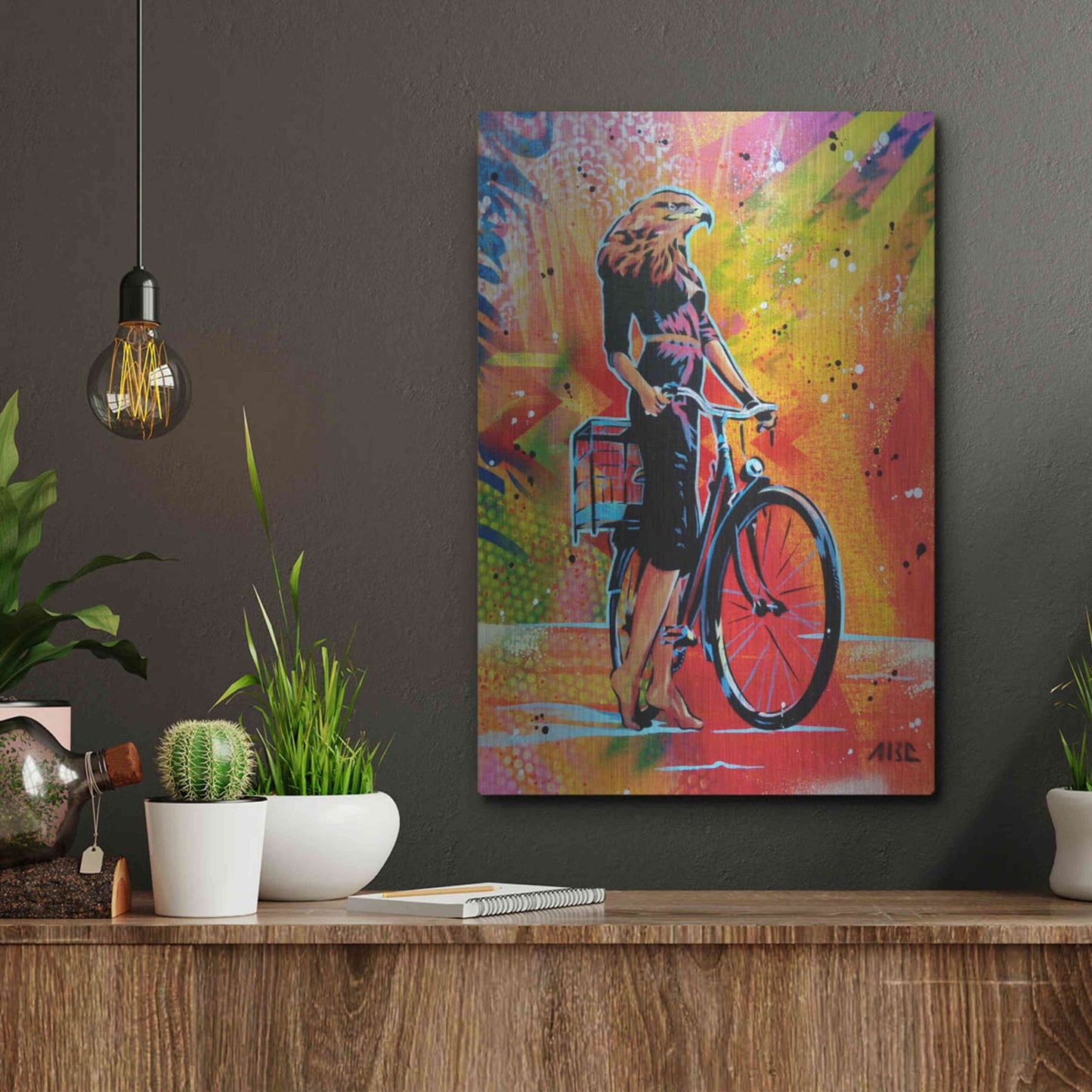 Luxe Metal Art 'Cycle Soaring' by AbcArtAttack, Metal Wall Art,12x16