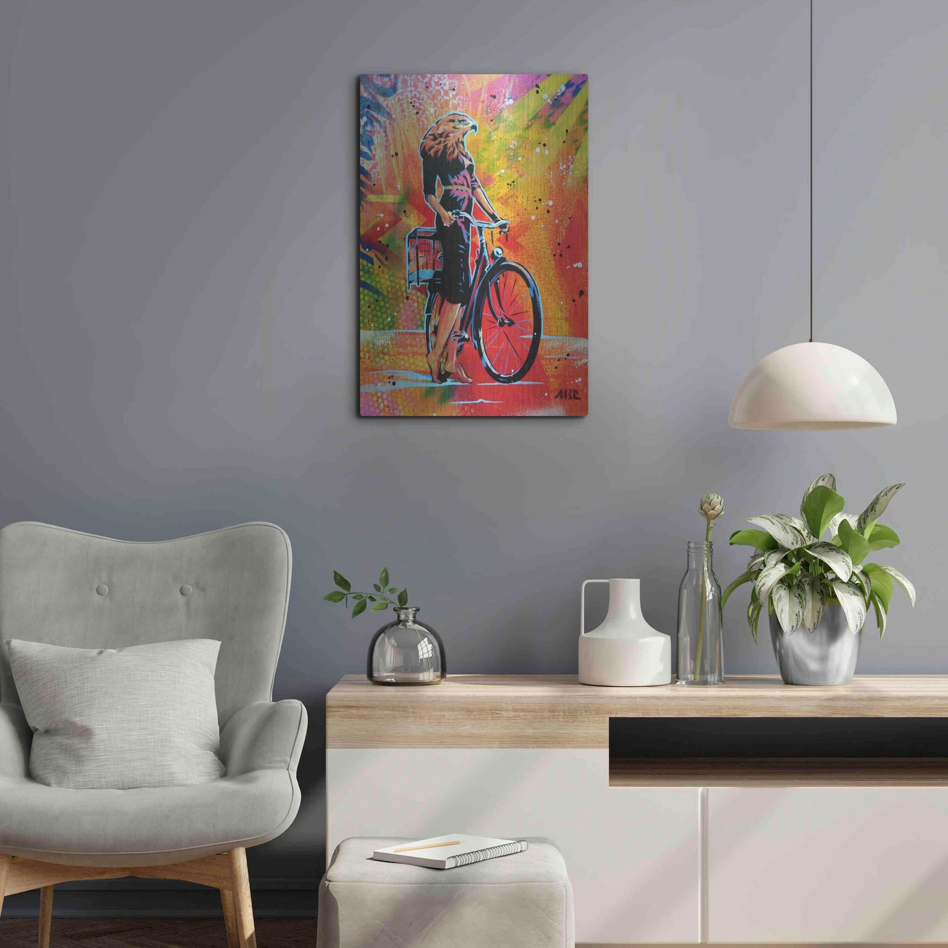 Luxe Metal Art 'Cycle Soaring' by AbcArtAttack, Metal Wall Art,16x24