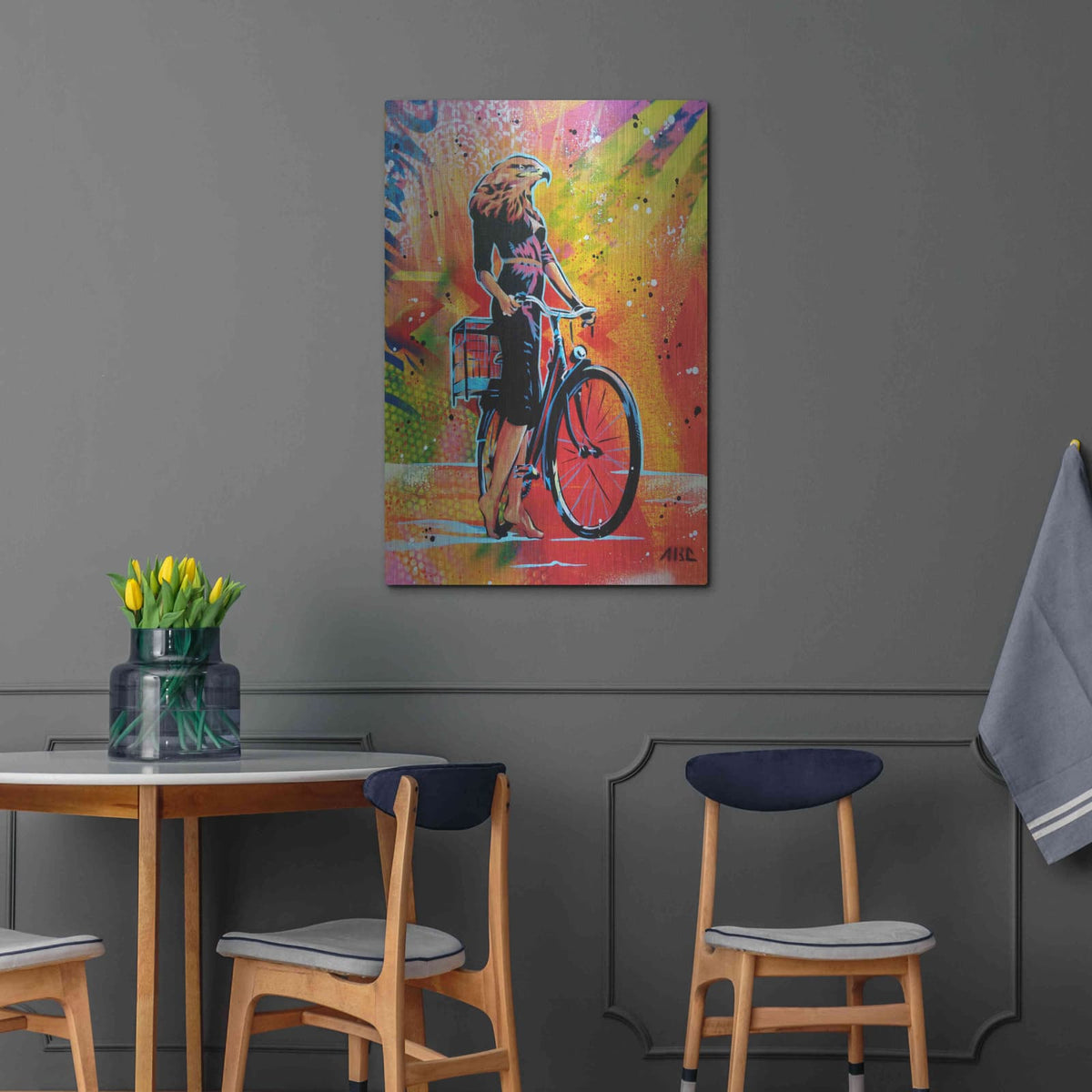 'Cycle Soaring' by AbcArtAttack – Metal Wall Art, 24x36 room view