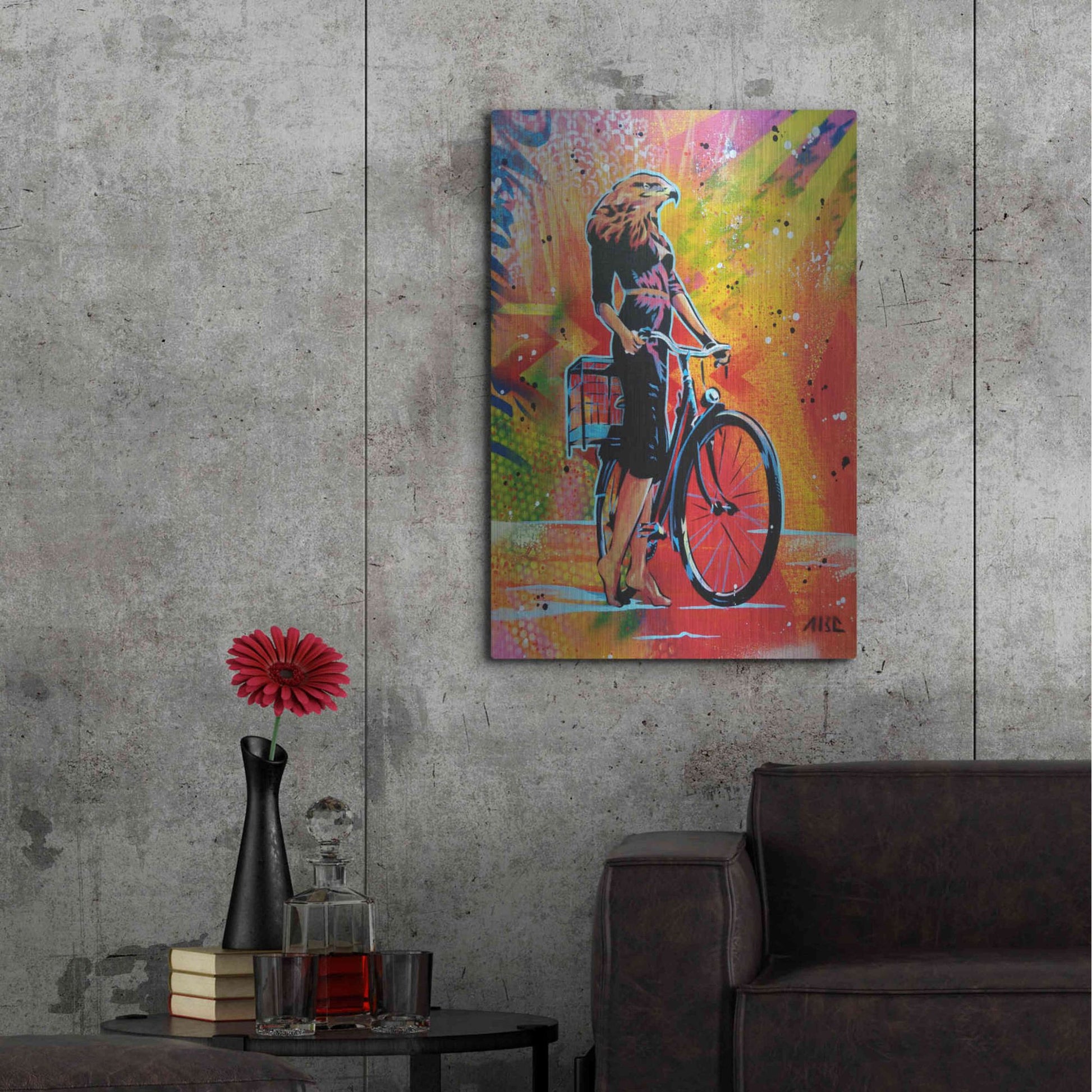 Luxe Metal Art 'Cycle Soaring' by AbcArtAttack, Metal Wall Art,24x36