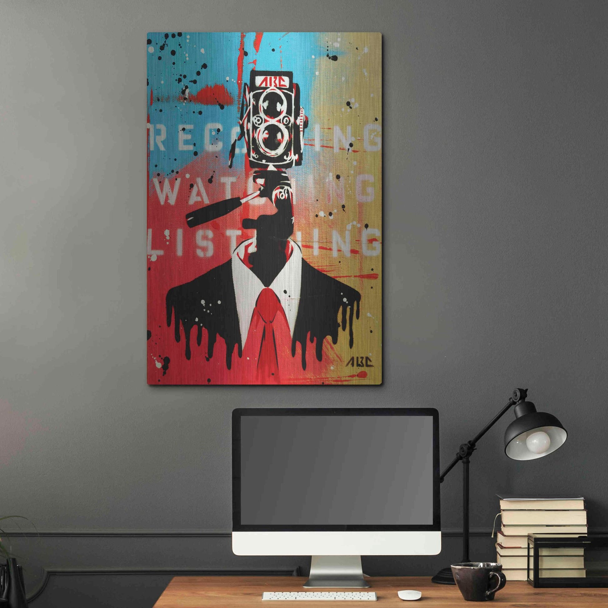 Luxe Metal Art 'NSA Camera Man' by AbcArtAttack, Metal Wall Art,24x36