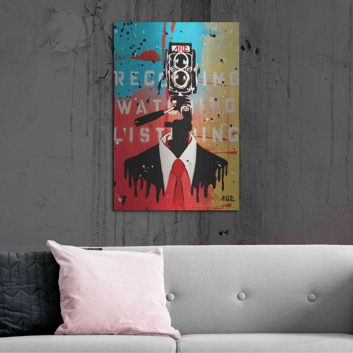 Luxe Metal Art 'NSA Camera Man' by AbcArtAttack, Metal Wall Art,24x36