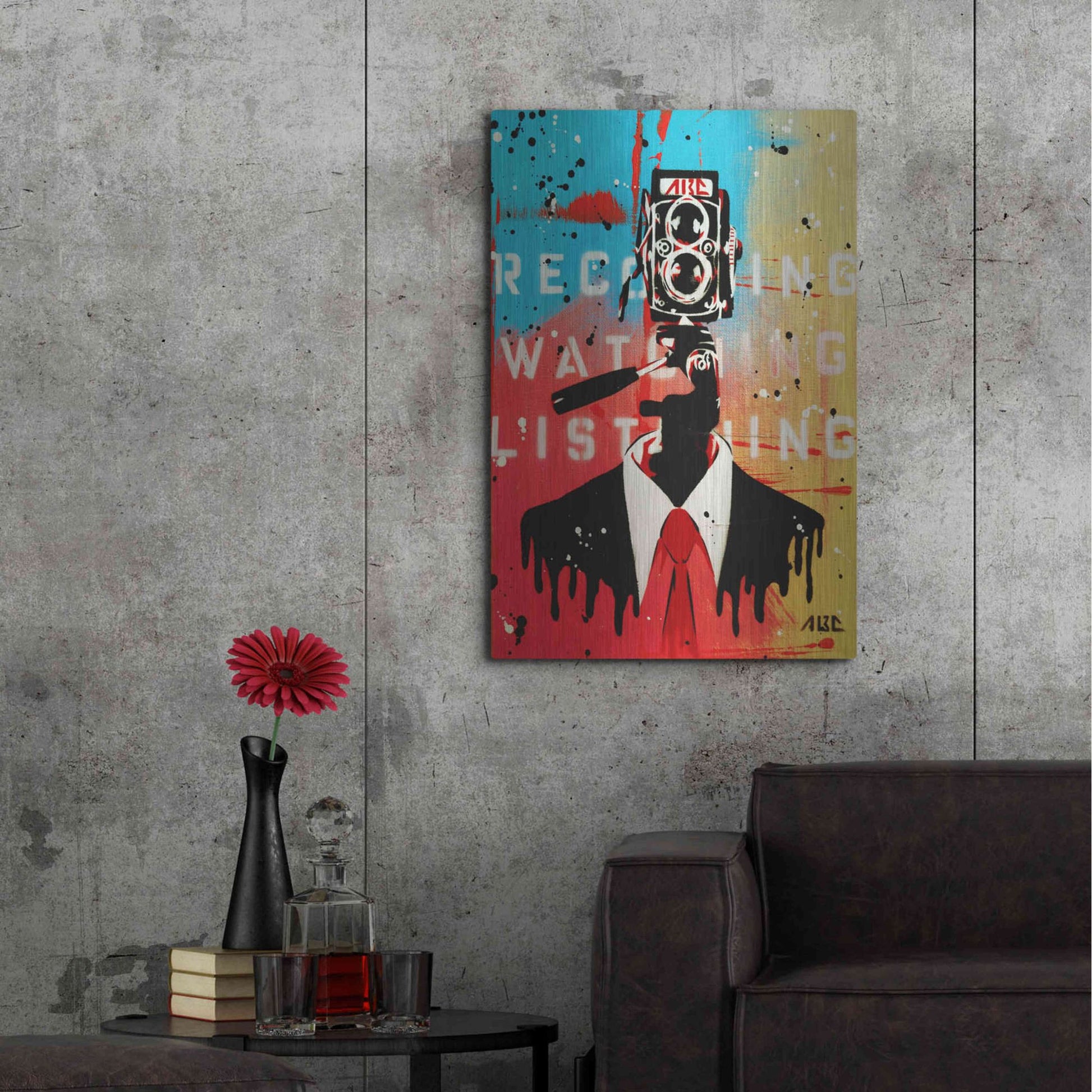 Luxe Metal Art 'NSA Camera Man' by AbcArtAttack, Metal Wall Art,24x36