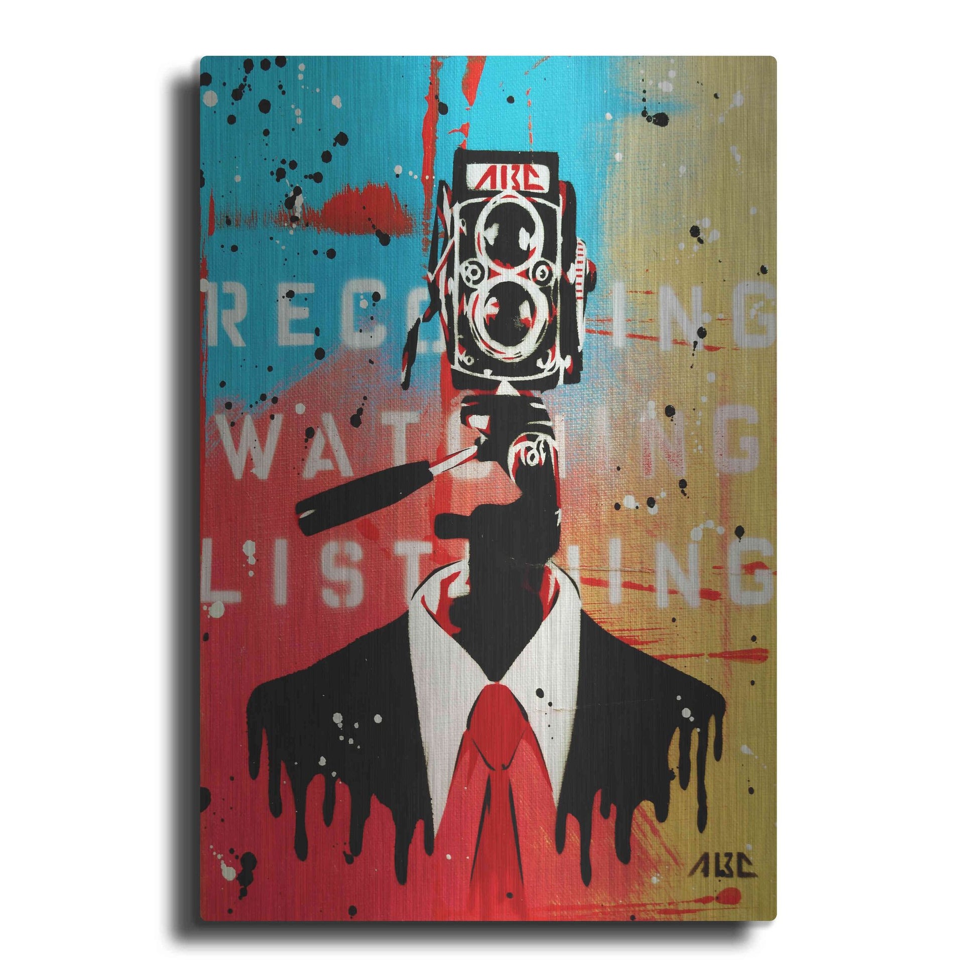 Luxe Metal Art 'NSA Camera Man' by AbcArtAttack, Metal Wall Art