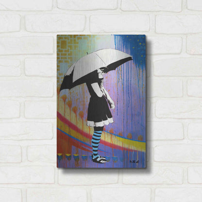 Luxe Metal Art 'Waiting for the Rain' by AbcArtAttack, Metal Wall Art,12x16