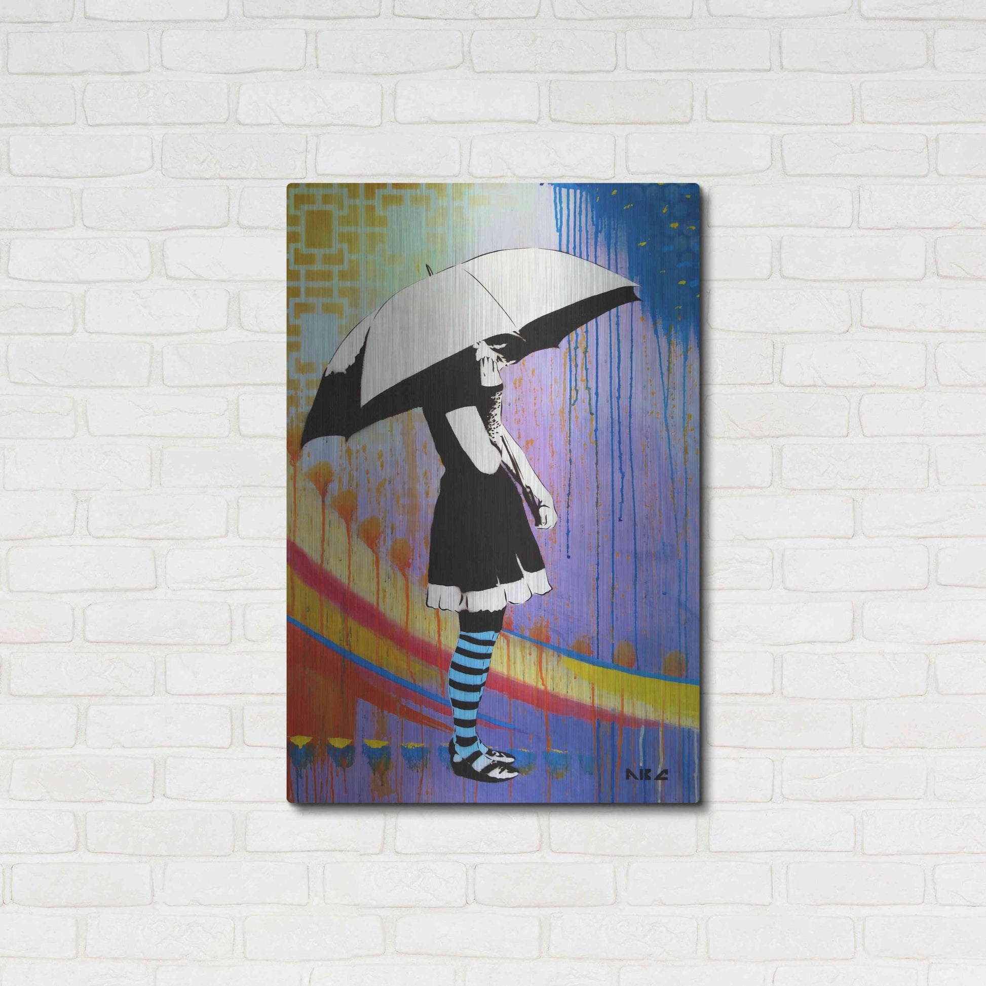 Luxe Metal Art 'Waiting for the Rain' by AbcArtAttack, Metal Wall Art,24x36