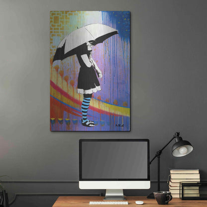 Luxe Metal Art 'Waiting for the Rain' by AbcArtAttack, Metal Wall Art,24x36