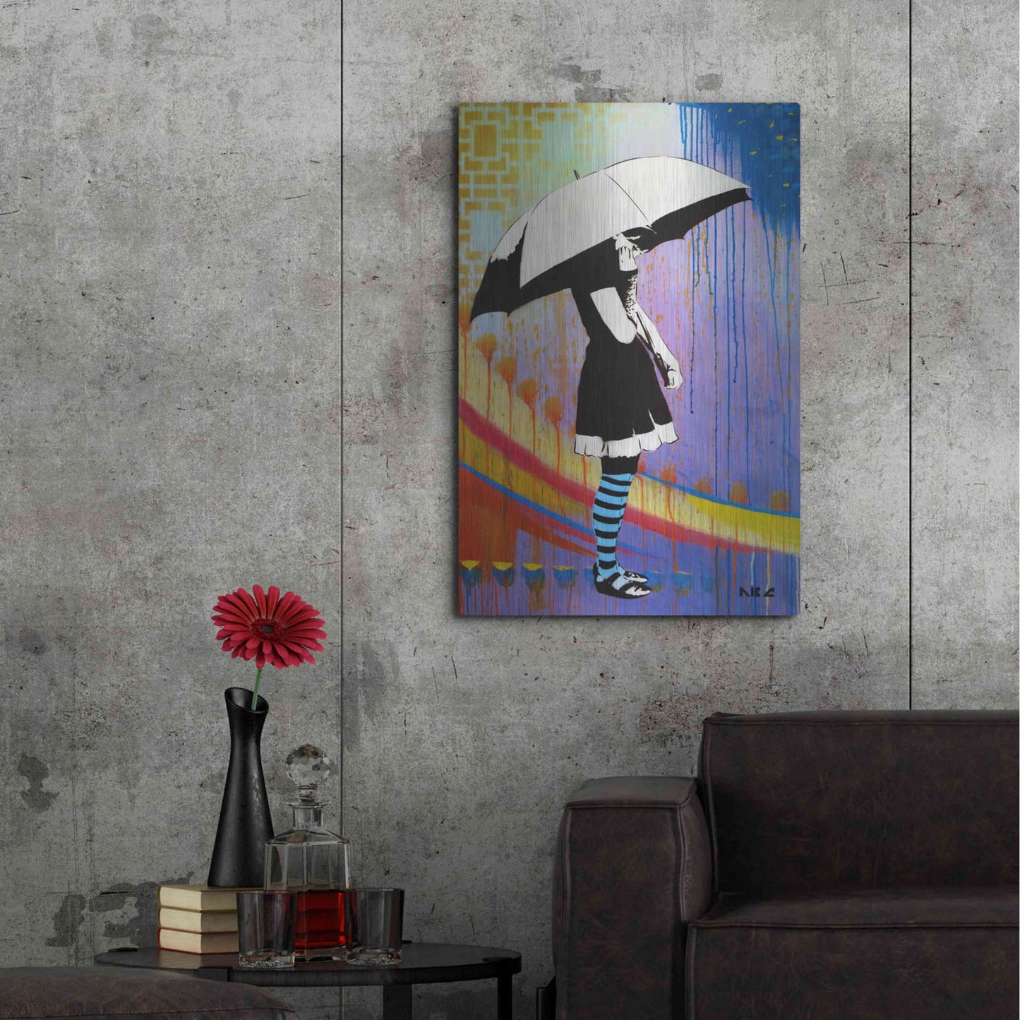 Luxe Metal Art 'Waiting for the Rain' by AbcArtAttack, Metal Wall Art,24x36