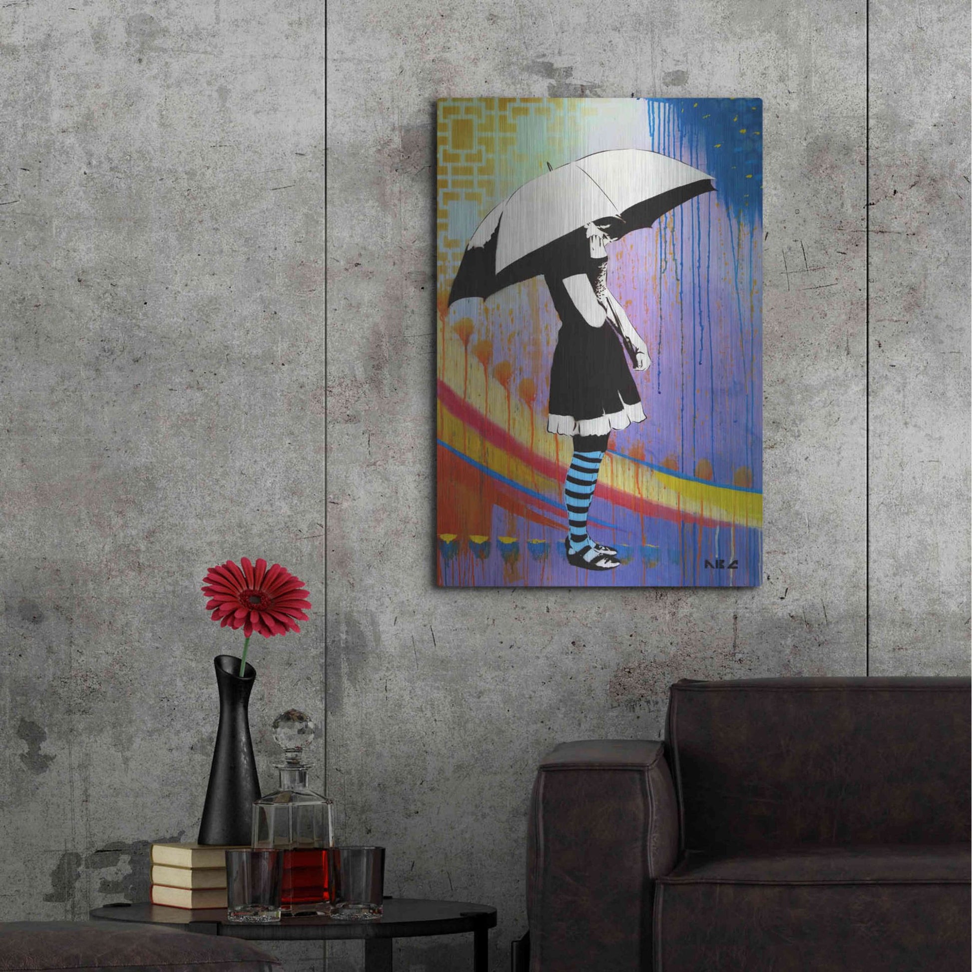 Luxe Metal Art 'Waiting for the Rain' by AbcArtAttack, Metal Wall Art,24x36
