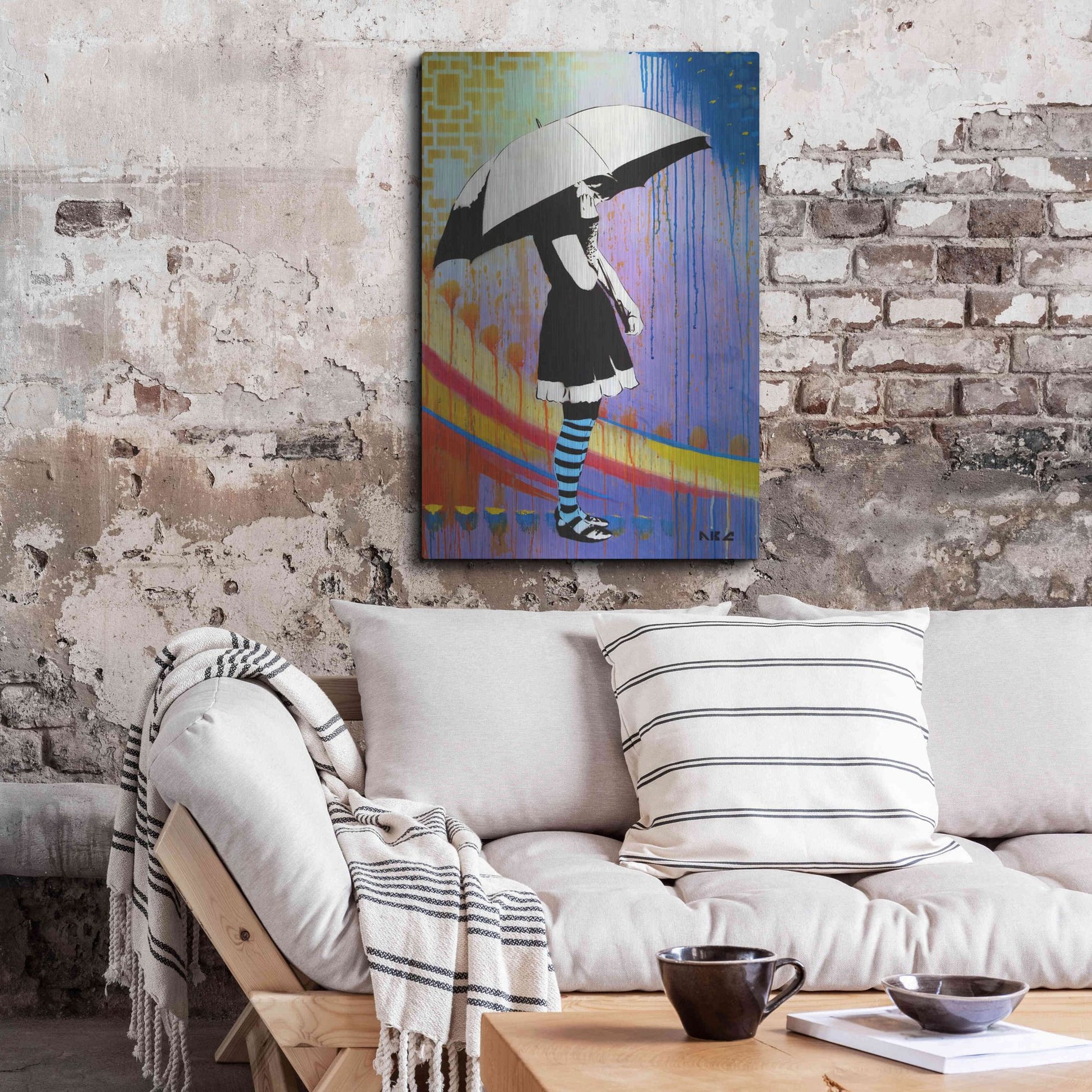 Luxe Metal Art 'Waiting for the Rain' by AbcArtAttack, Metal Wall Art,24x36