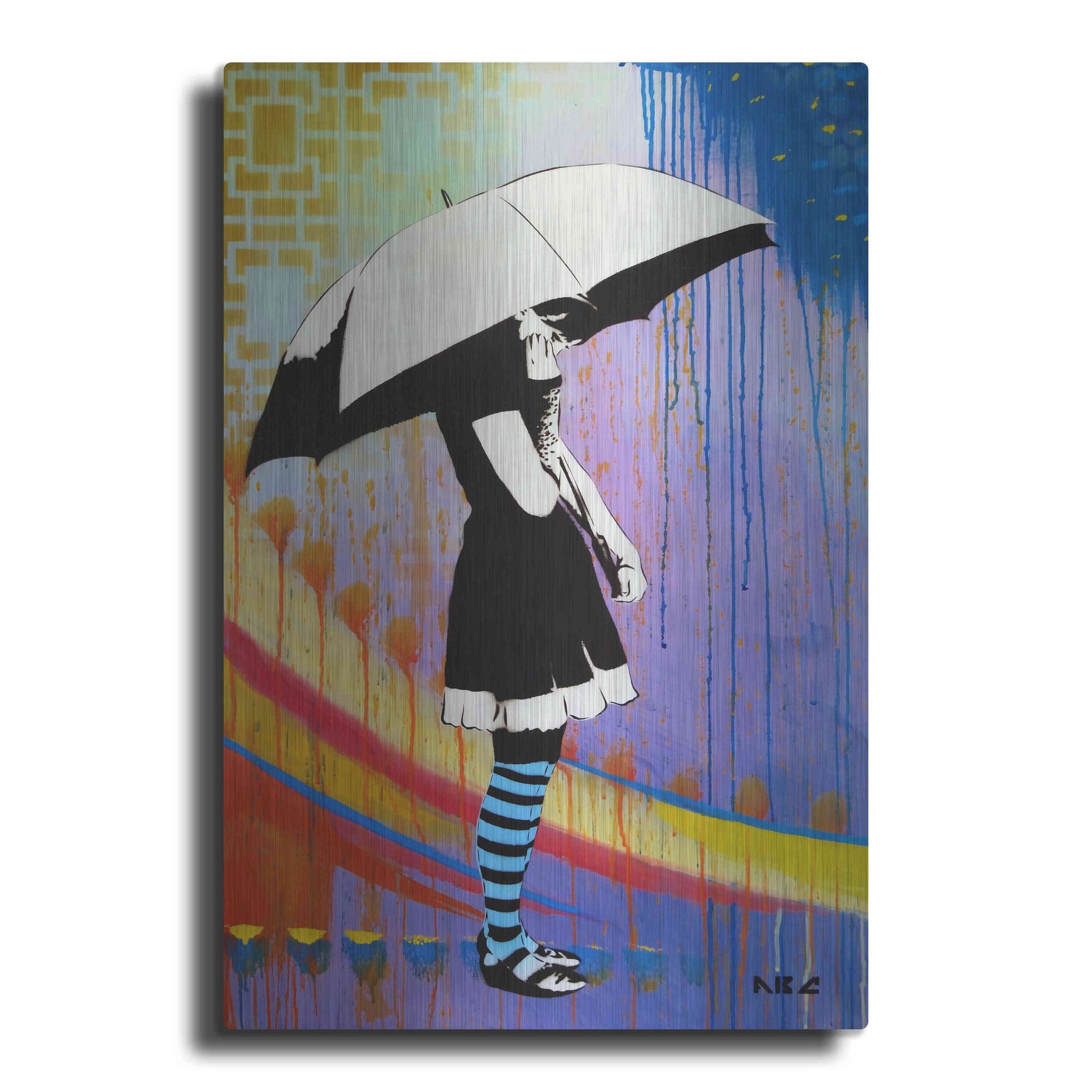 Luxe Metal Art 'Waiting for the Rain' by AbcArtAttack, Metal Wall Art