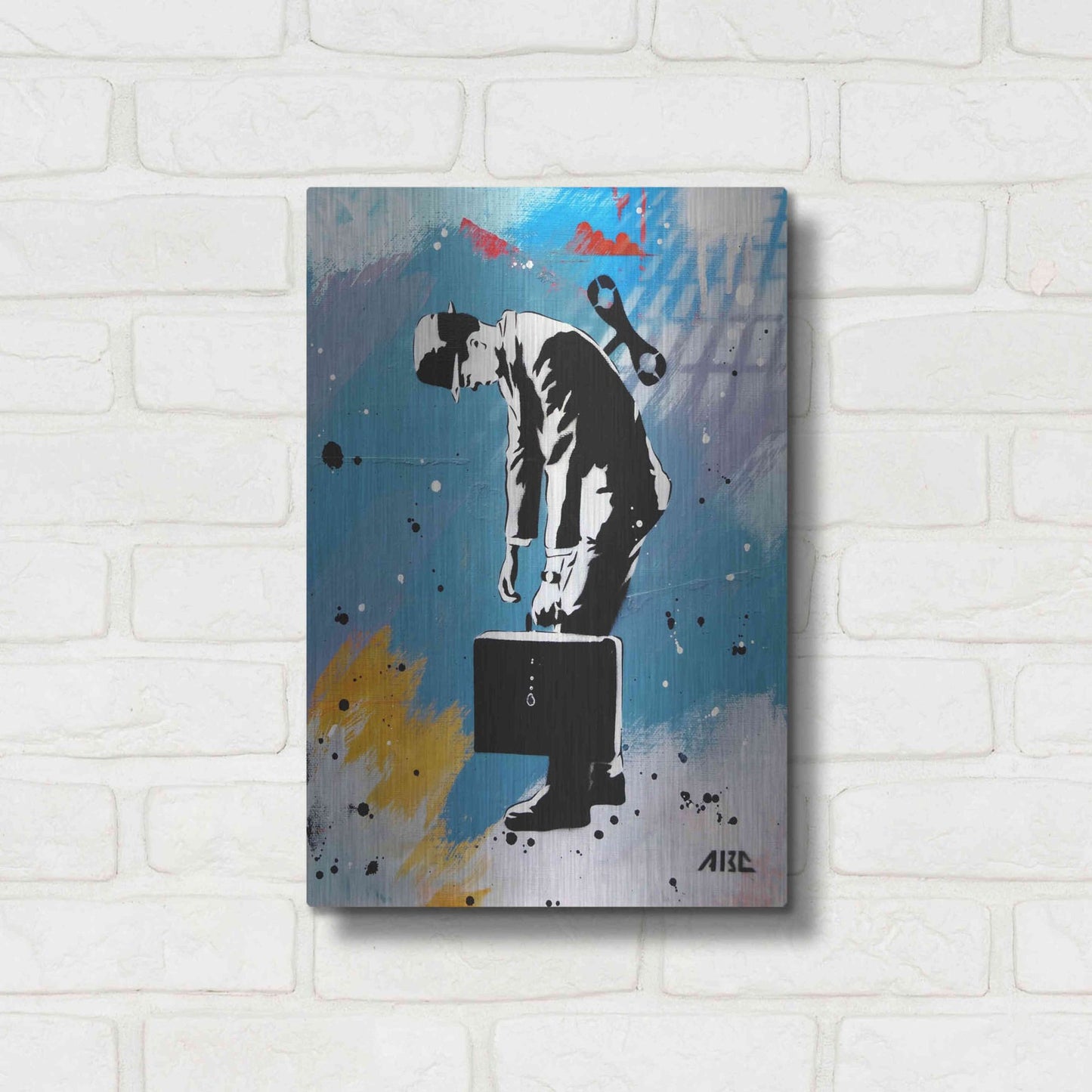 Luxe Metal Art 'Windup for the Wind Down' by AbcArtAttack, Metal Wall Art,12x16