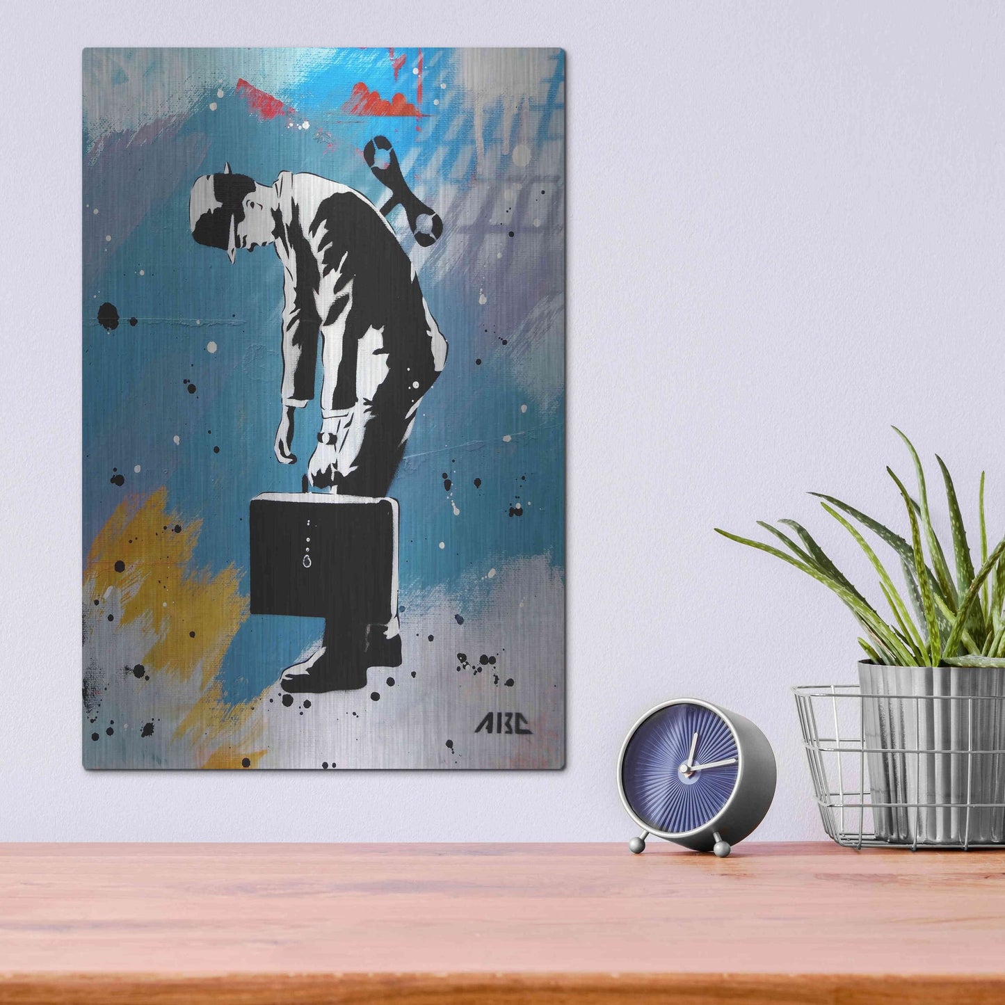 Luxe Metal Art 'Windup for the Wind Down' by AbcArtAttack, Metal Wall Art,12x16