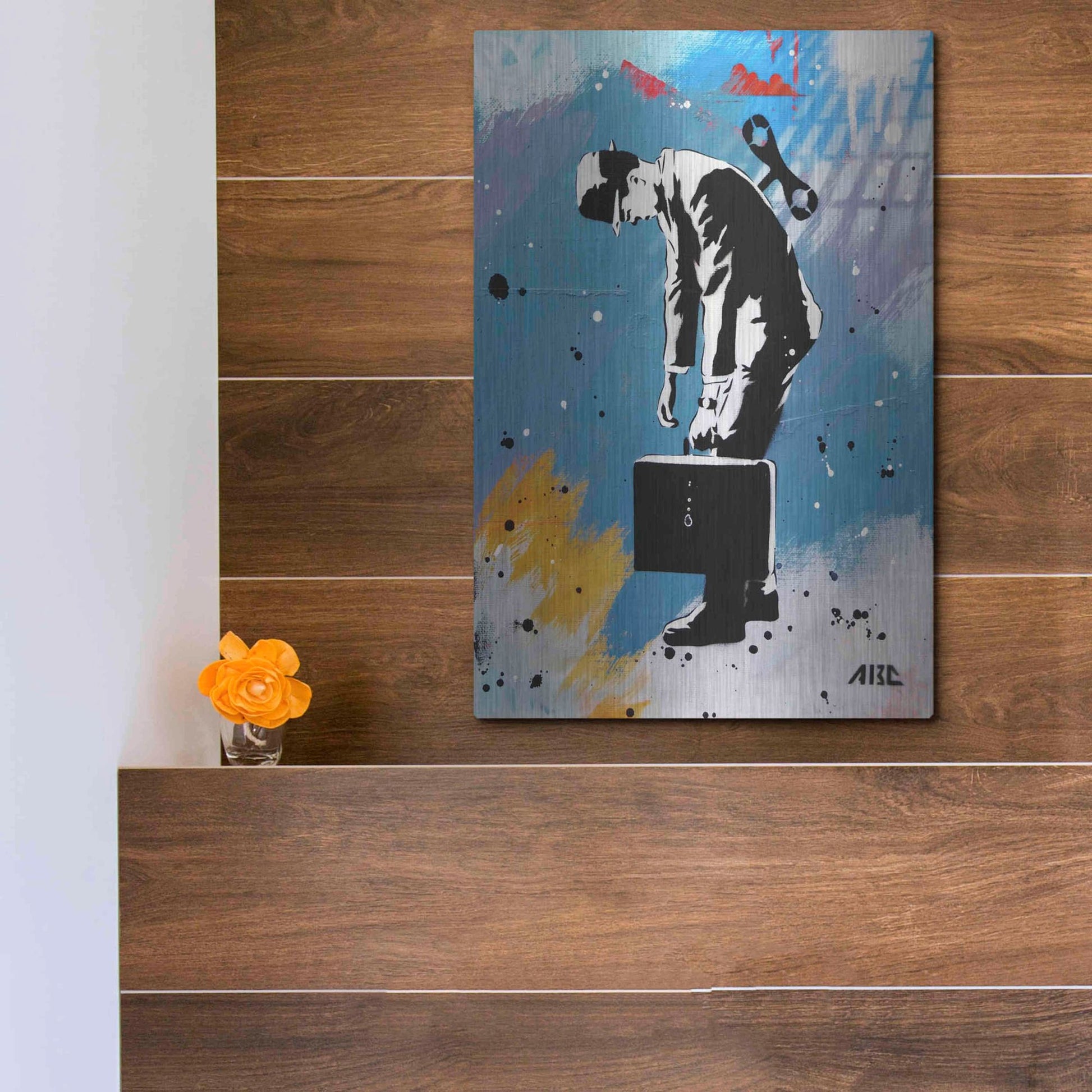 Luxe Metal Art 'Windup for the Wind Down' by AbcArtAttack, Metal Wall Art,12x16